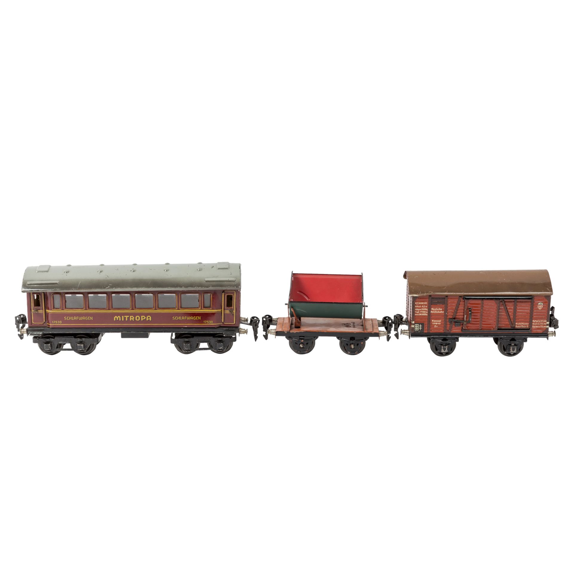 MÄRKLIN Konvolut aus E-Lok mit 4 Güter- und Personenwagen, Spur 0 - Image 2 of 3