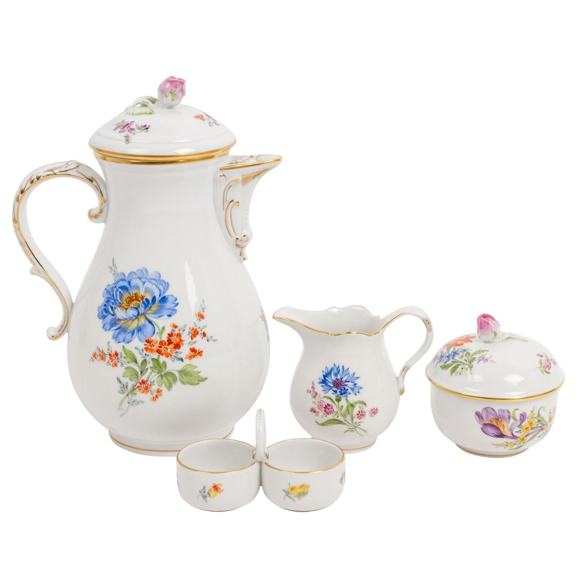 MEISSEN 22-tlg. Kaffeeservice 'Deutsche Blume', 20. Jh. - Image 3 of 5