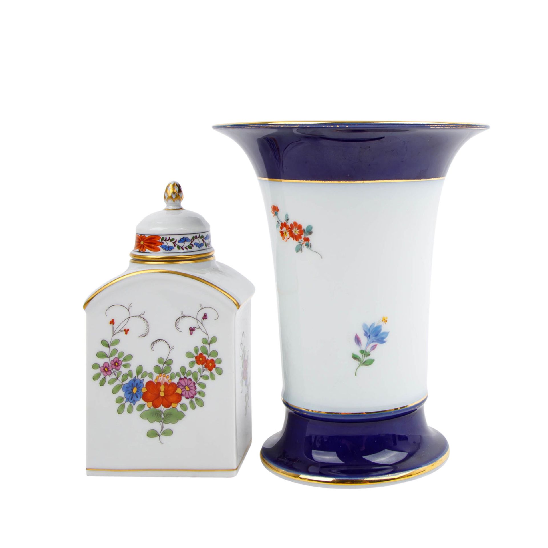 MEISSEN 2-tlg Konvolut Vase und Teedose, 20. Jh. 1. Wahl. - Image 3 of 6