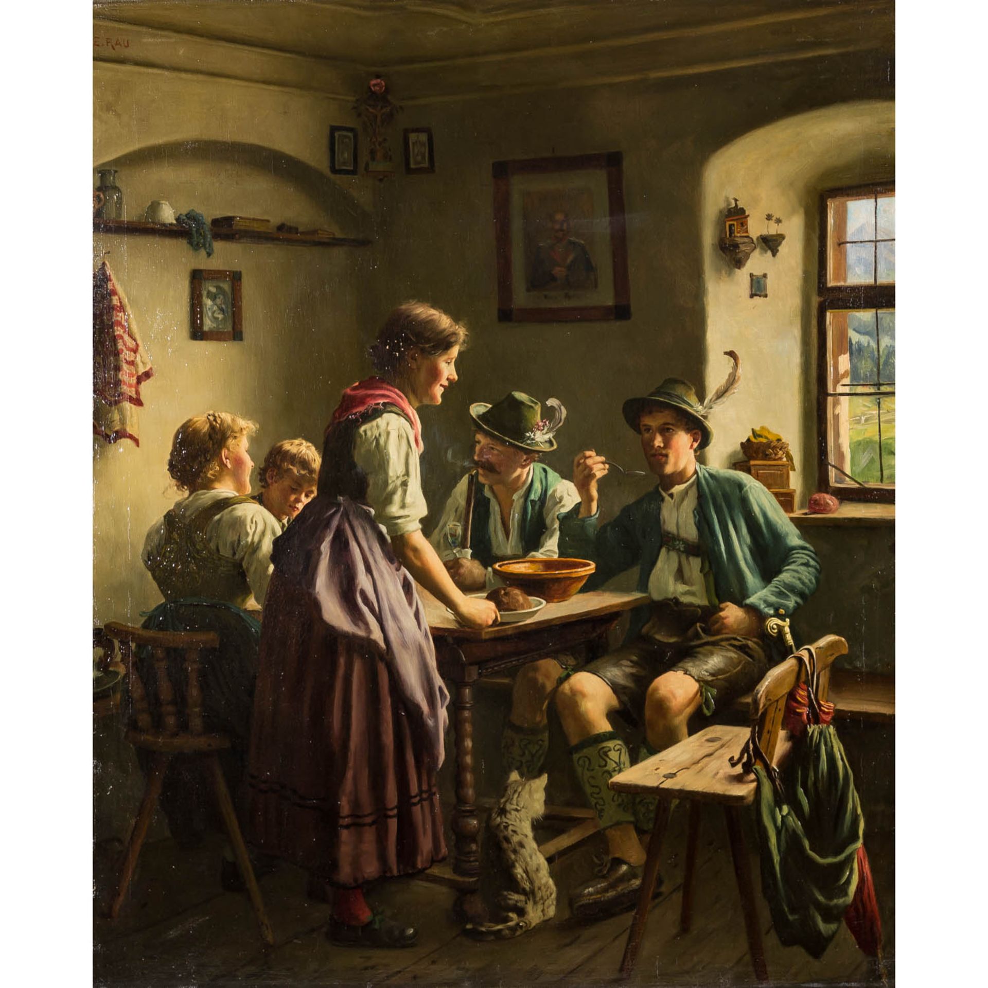 RAU, EMIL (1858-1937) "In der Bauernstube"