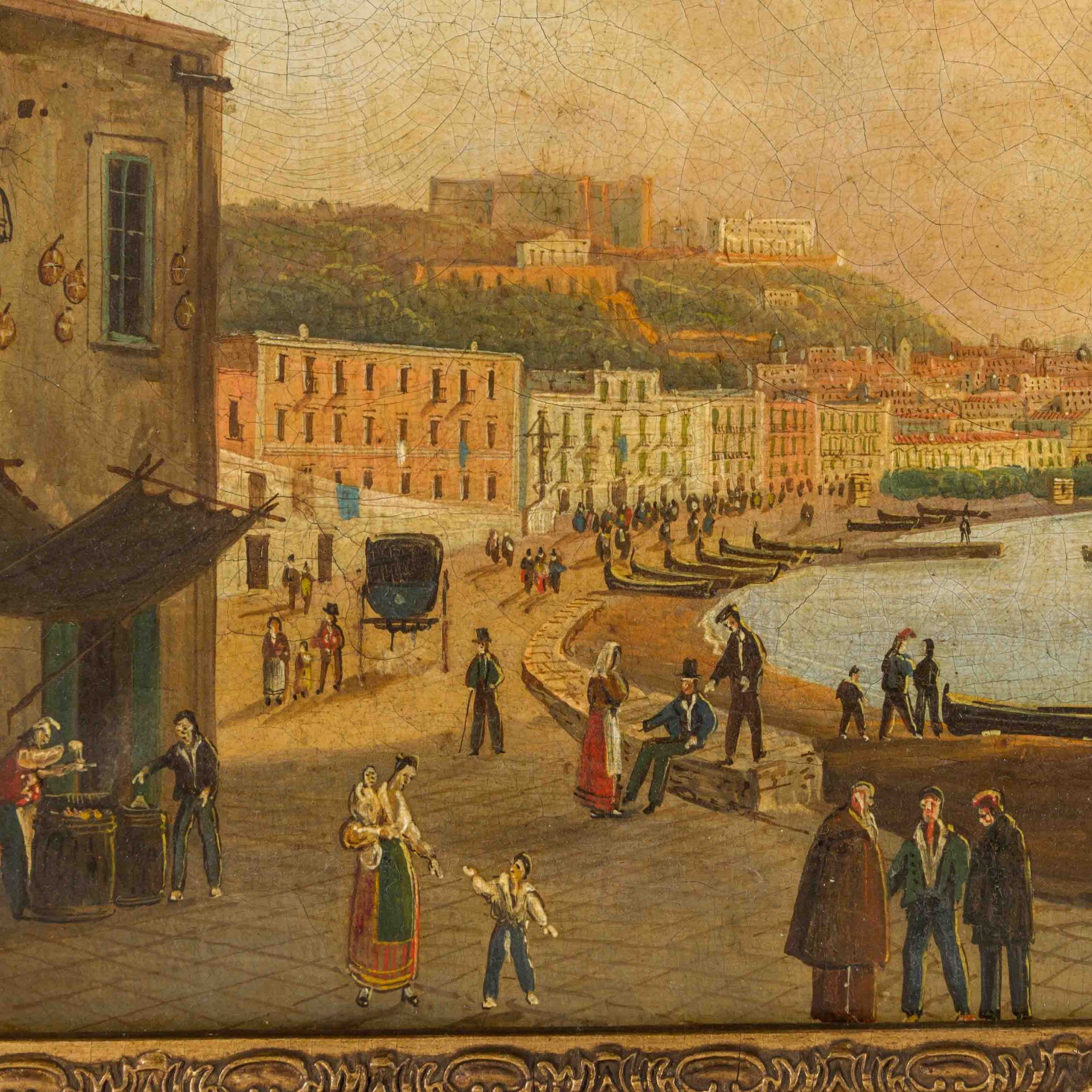 SCHULTZ, Johann Karl, ATTRIBUIERT (1801-1873), "Im Hafen von Neapel", mit Blick auf den Vesuv, - Bild 3 aus 6