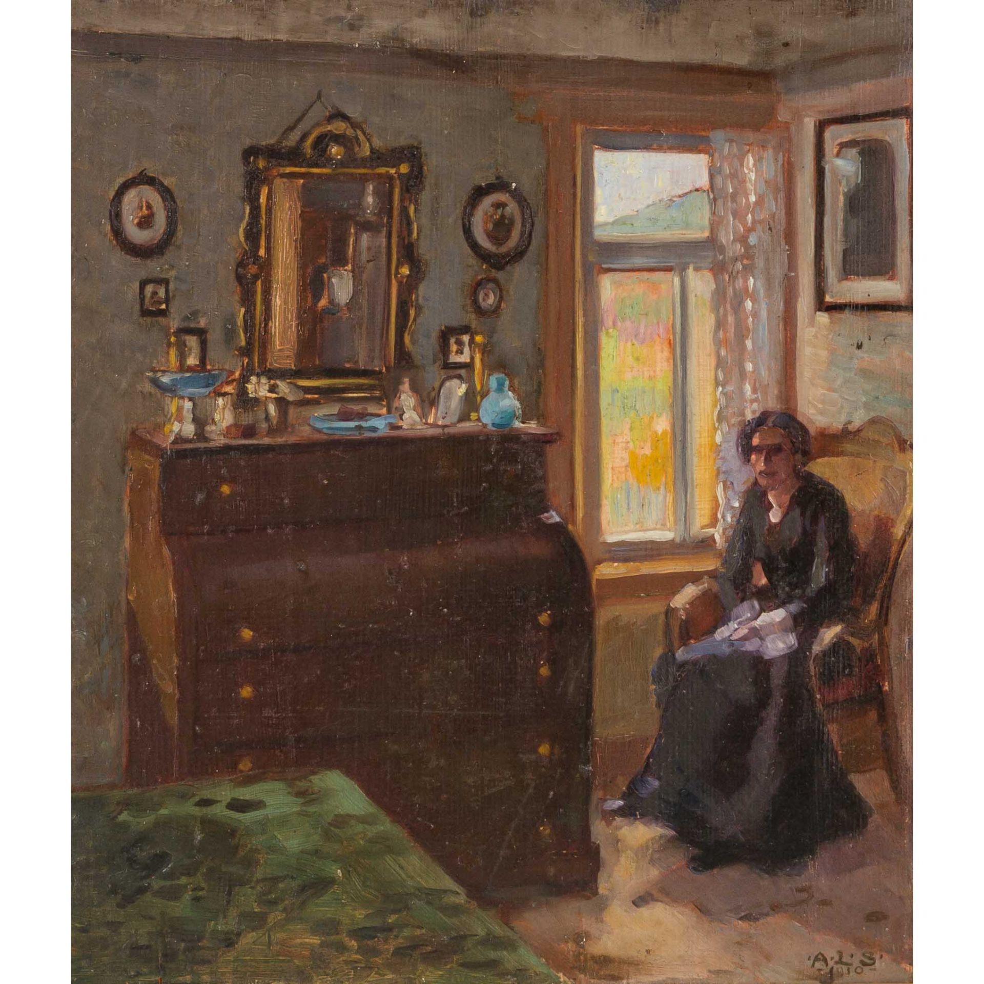 SCHMITT, AUGUST LUDWIG (1882-1936), "Dame im Interieur",