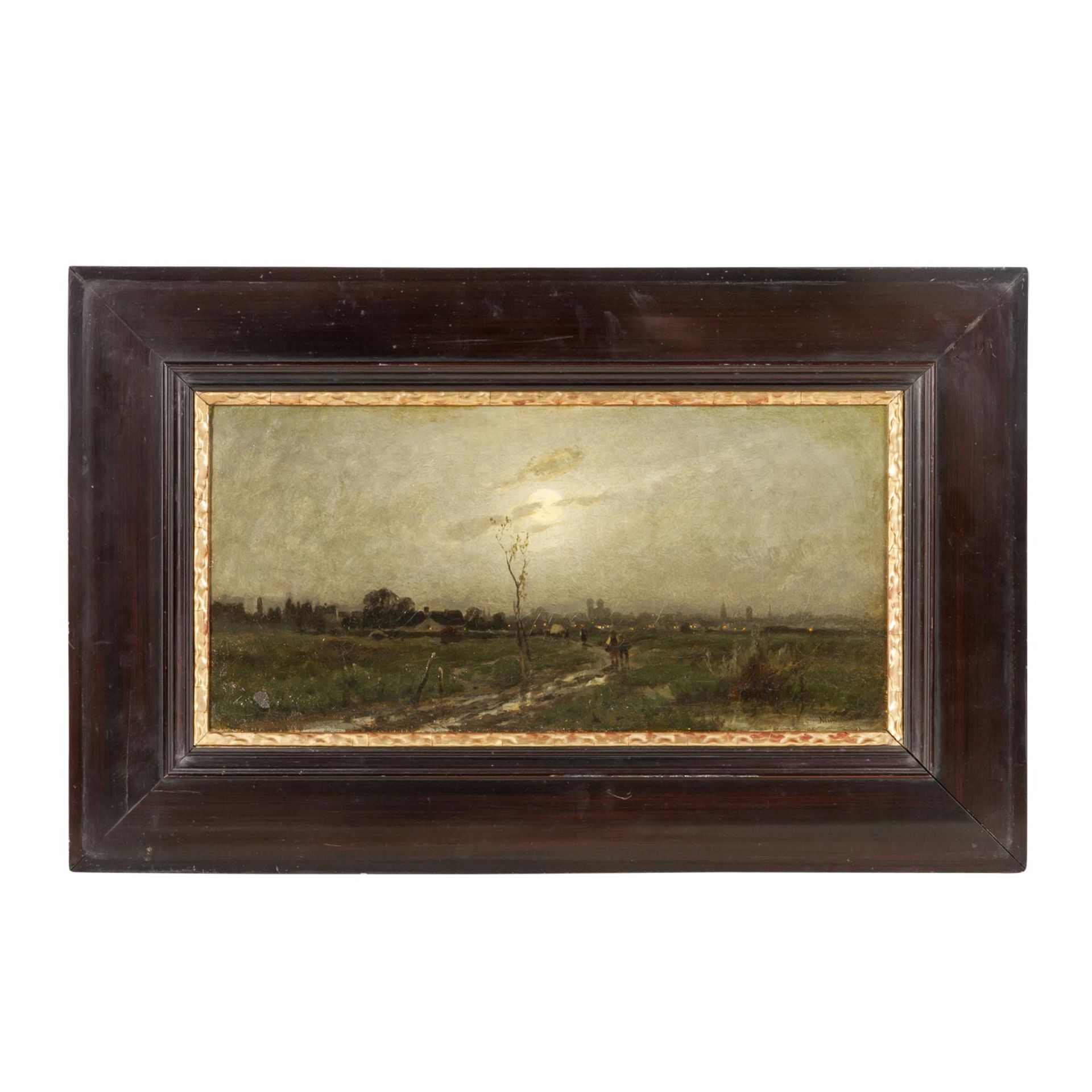 WINDMAIER, ANTON (1840-1896), "Abendliches Dachauer Moos mit Blick auf München", - Bild 2 aus 7