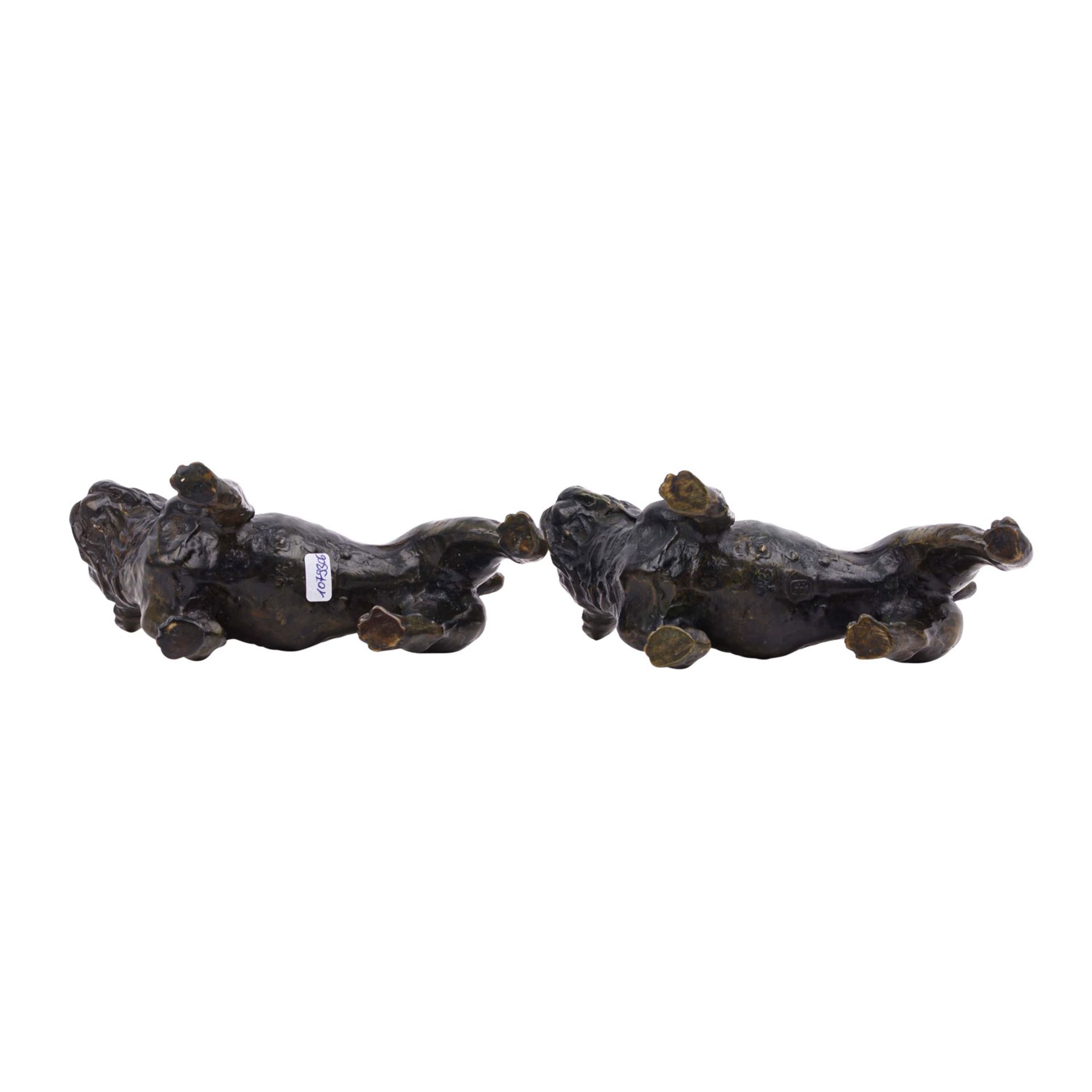 Zwei Bulldoggen aus Bronze, - Bild 6 aus 6