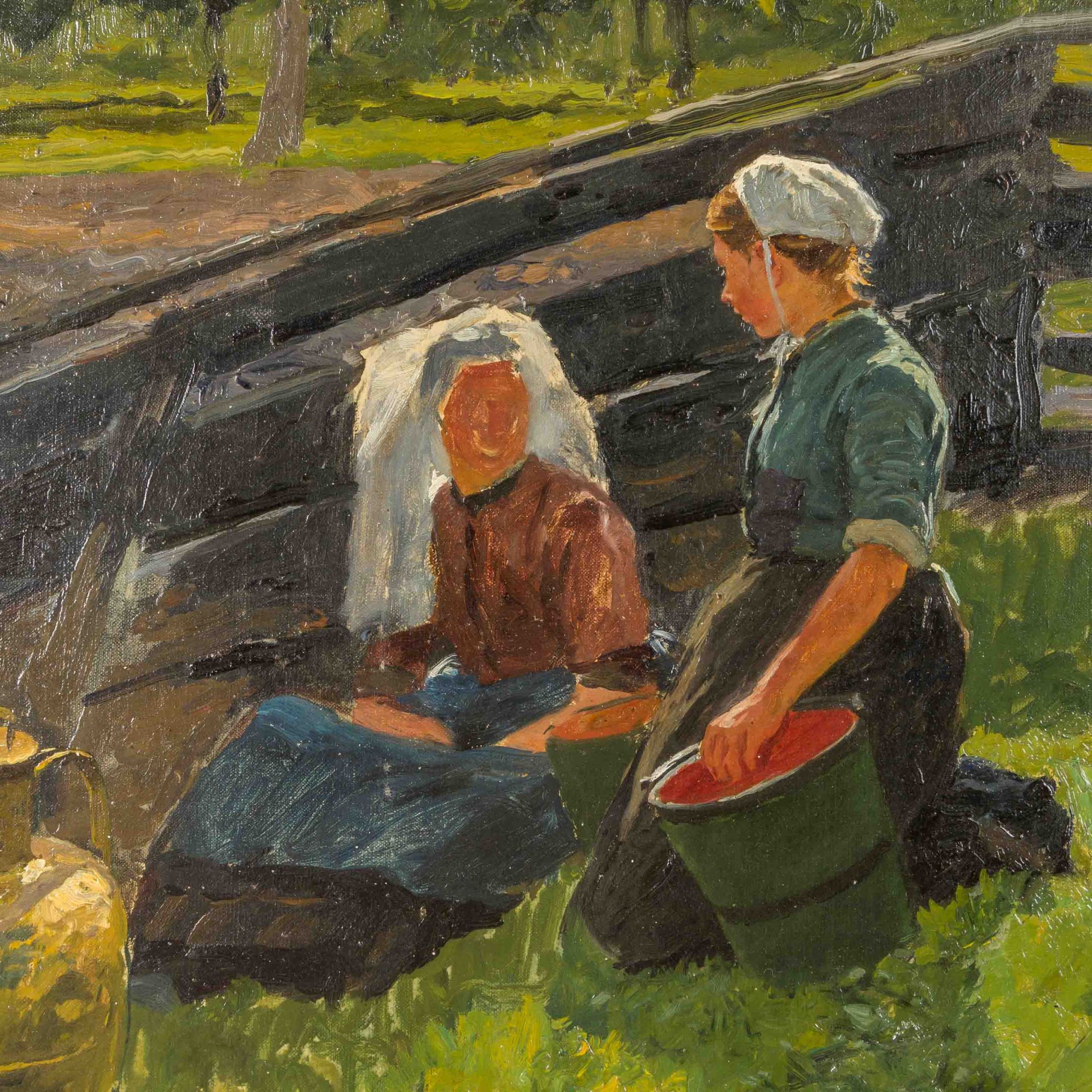 KELLER, FRIEDRICH von, ATTRIBUIERT (1840-1914), "Zwei Frauen am Flussufer", - Image 4 of 5