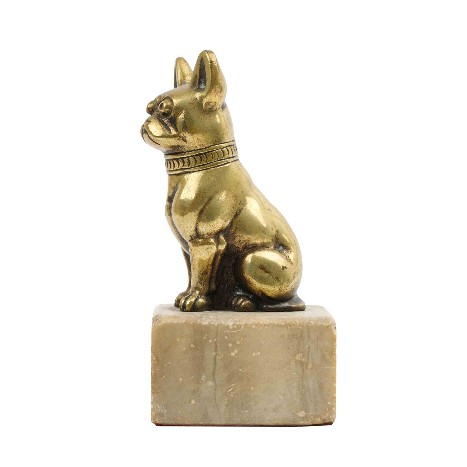 Bronzebulldogge auf Sockel, - Bild 2 aus 7