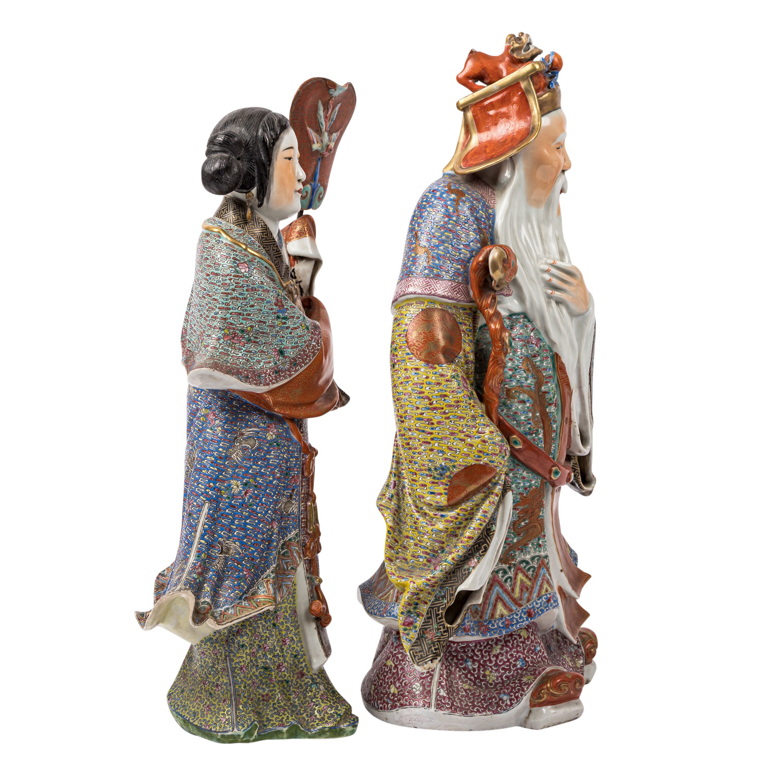 Paar Porzellanfiguren: der Erdgott Tudigong und seine Frau Tupido. CHINA. - Image 4 of 8