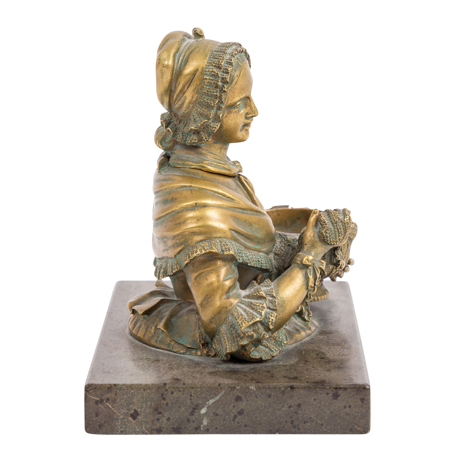 BILDHAUER/IN des 19. Jhd., figürliches Tintenfass aus Bronze "Dame mit Haube", - Image 4 of 6