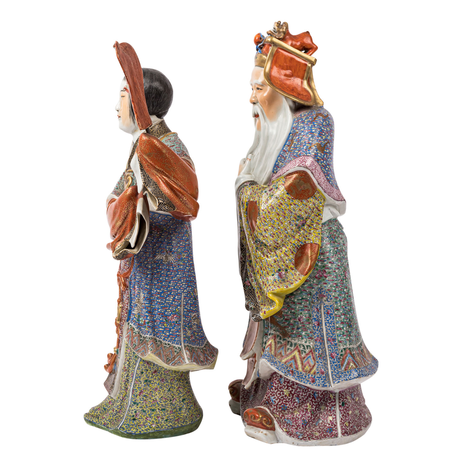 Paar Porzellanfiguren: der Erdgott Tudigong und seine Frau Tupido. CHINA. - Image 2 of 8