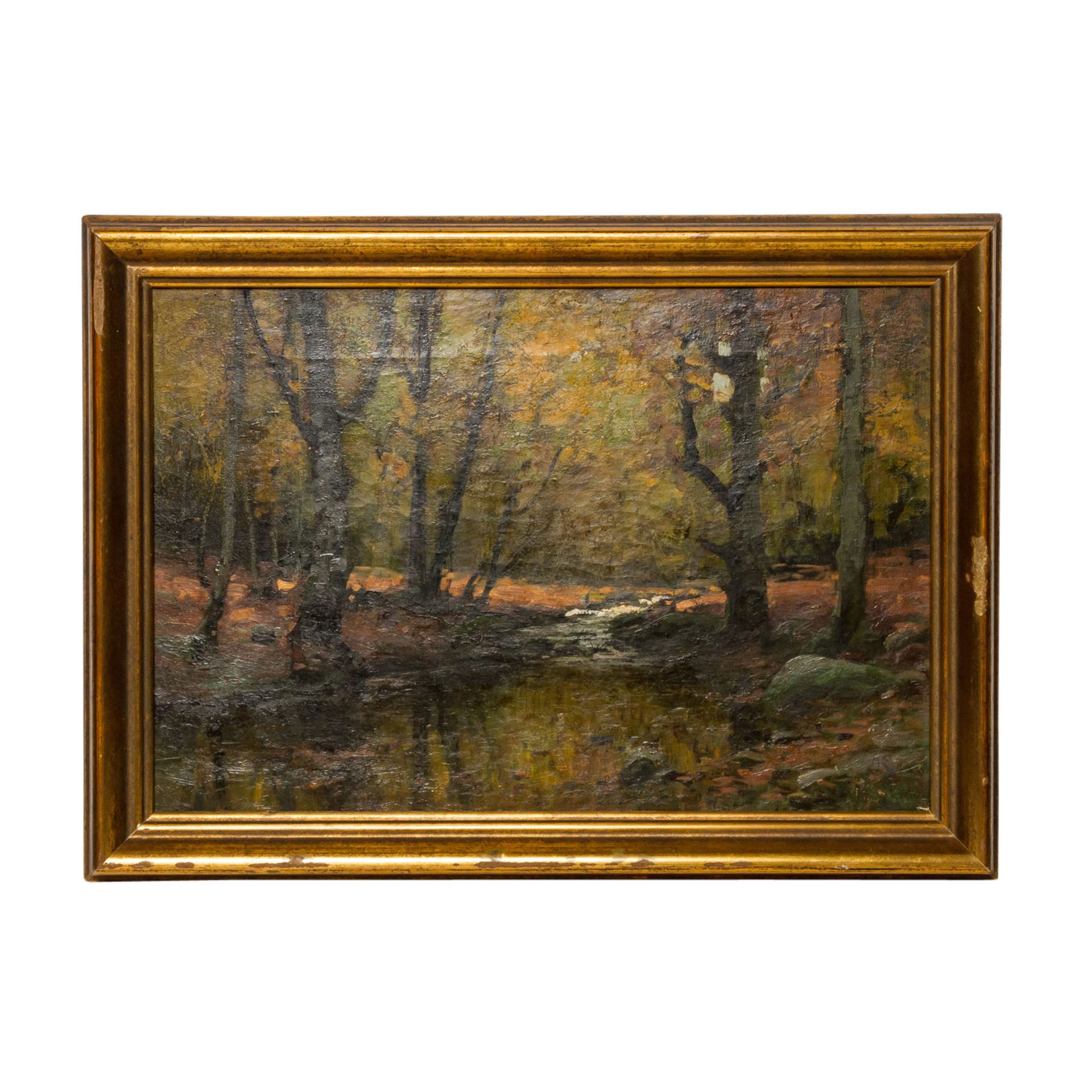 MÜLLER-KURZWELLY, KONRAD ALEXANDER (1855-1914), "Waldbach in Herbststimmung",