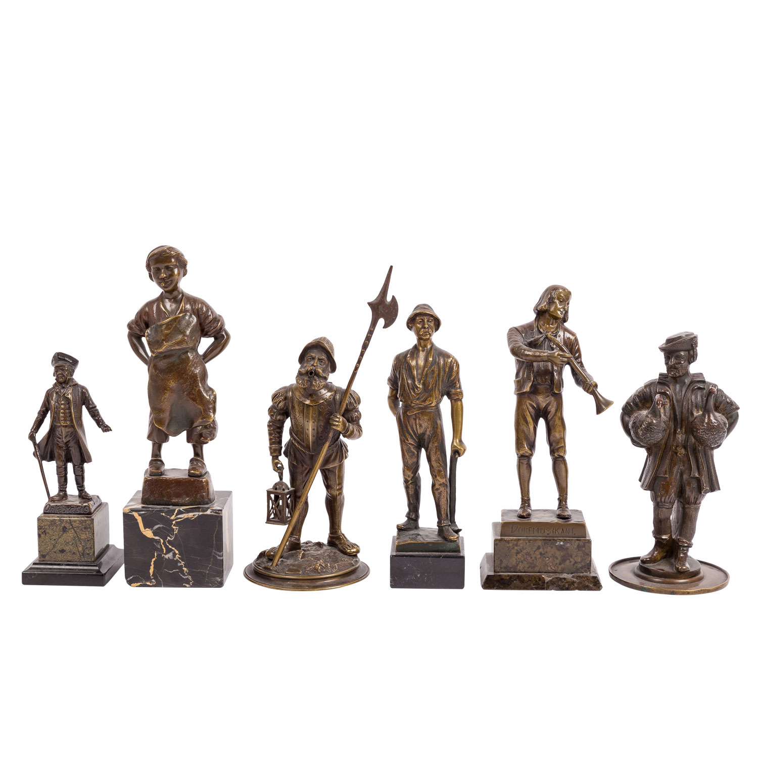 BECK, ERNST u.a. 19./20. Jhd., Konvolut 6 männliche Bronzefiguren versch. Berufsarten,