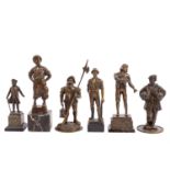BECK, ERNST u.a. 19./20. Jhd., Konvolut 6 männliche Bronzefiguren versch. Berufsarten,