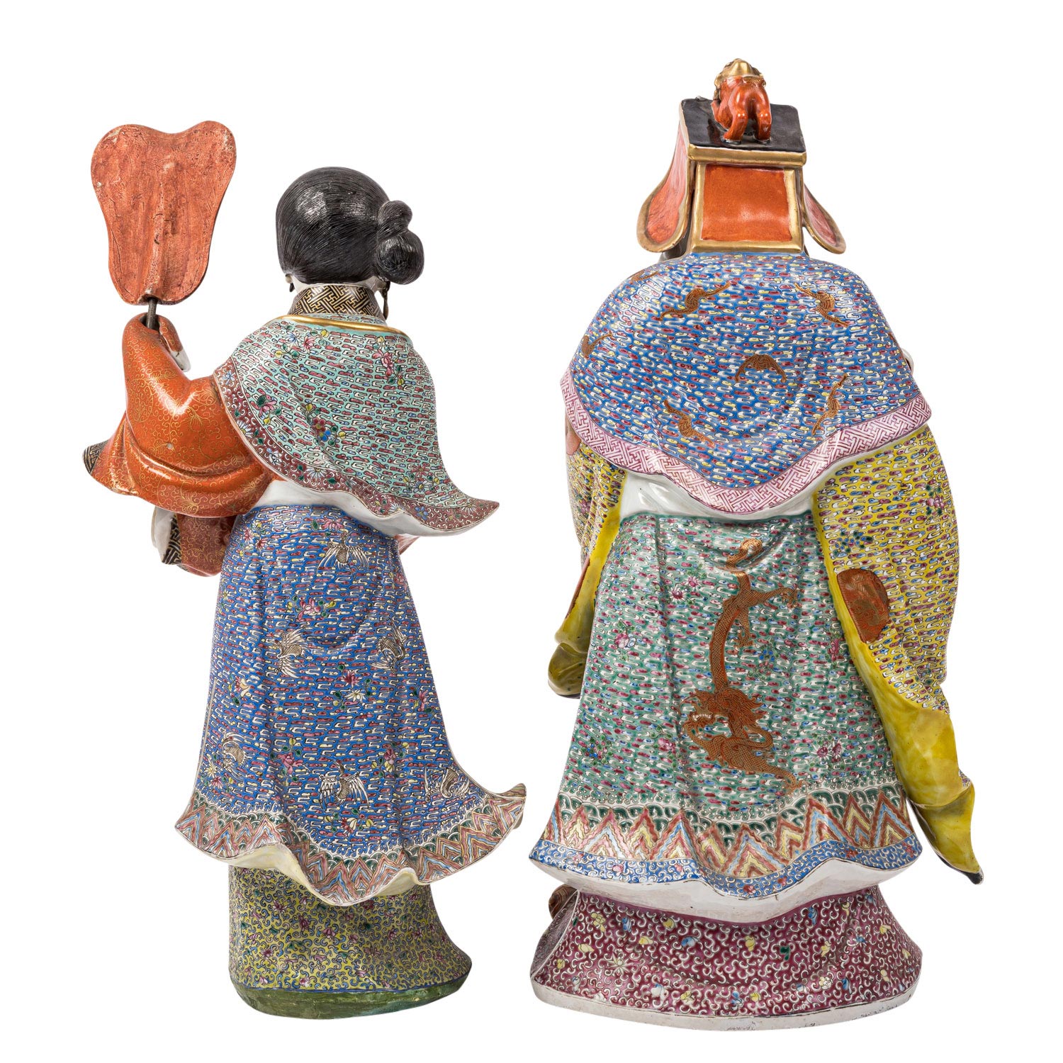 Paar Porzellanfiguren: der Erdgott Tudigong und seine Frau Tupido. CHINA. - Image 3 of 8