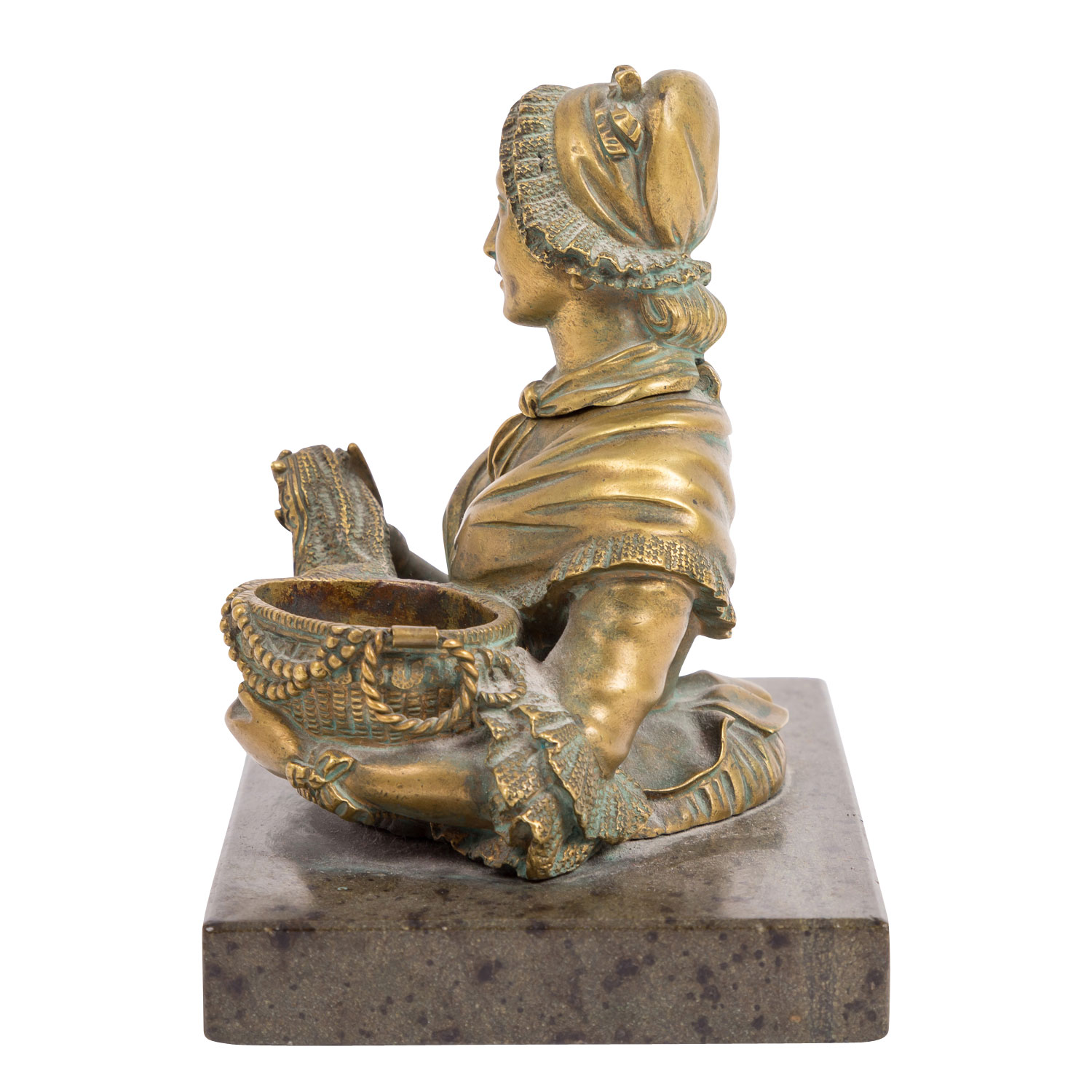 BILDHAUER/IN des 19. Jhd., figürliches Tintenfass aus Bronze "Dame mit Haube", - Image 2 of 6
