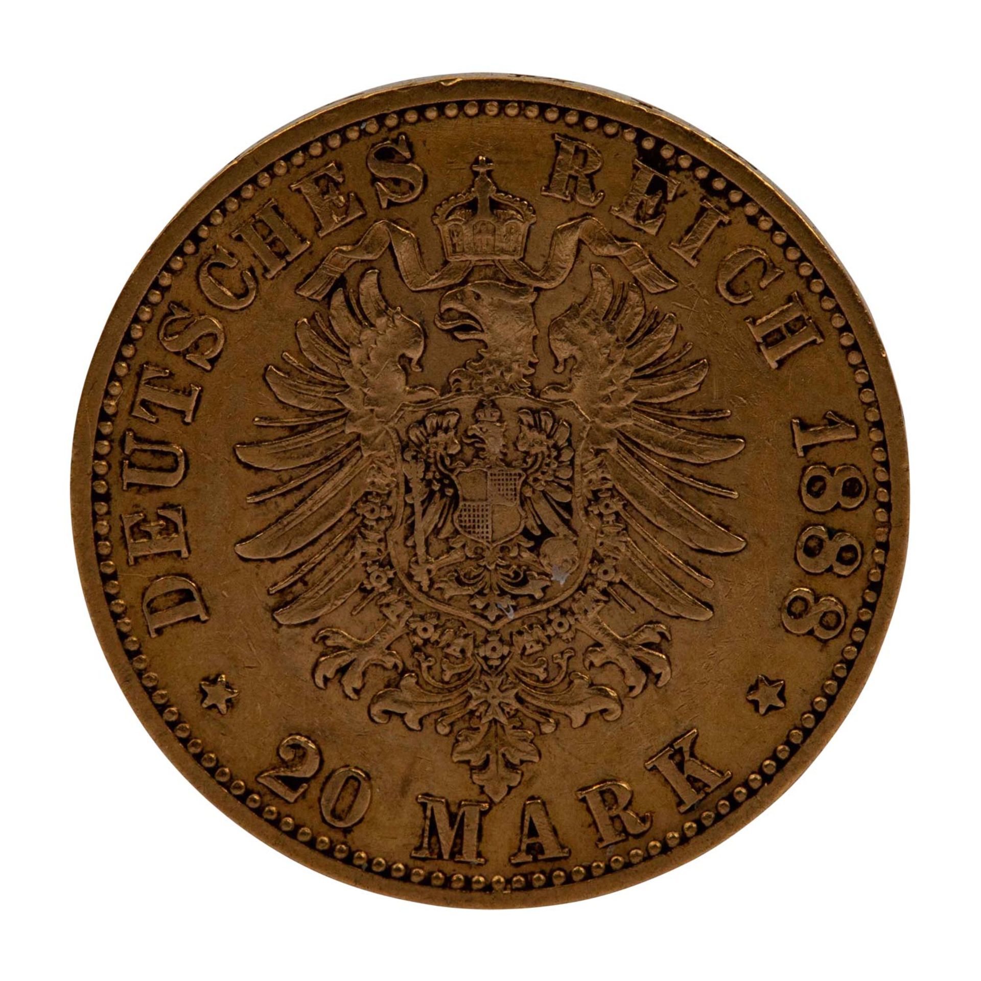 Deutsches Kaiserreich / Preussen - 20 Mark 1888, Kaiser Friedrich, - Bild 2 aus 2