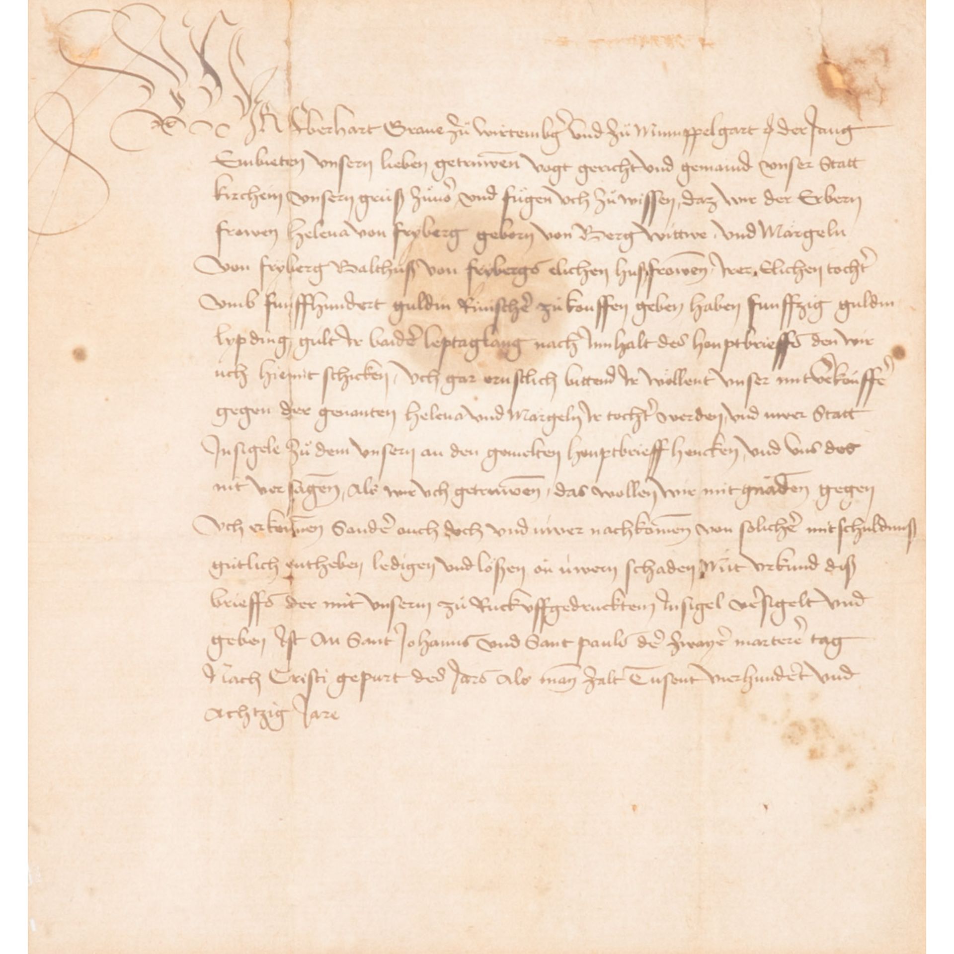 Württemberg - Rarität! Urkunde des 15. Jahrhunderts