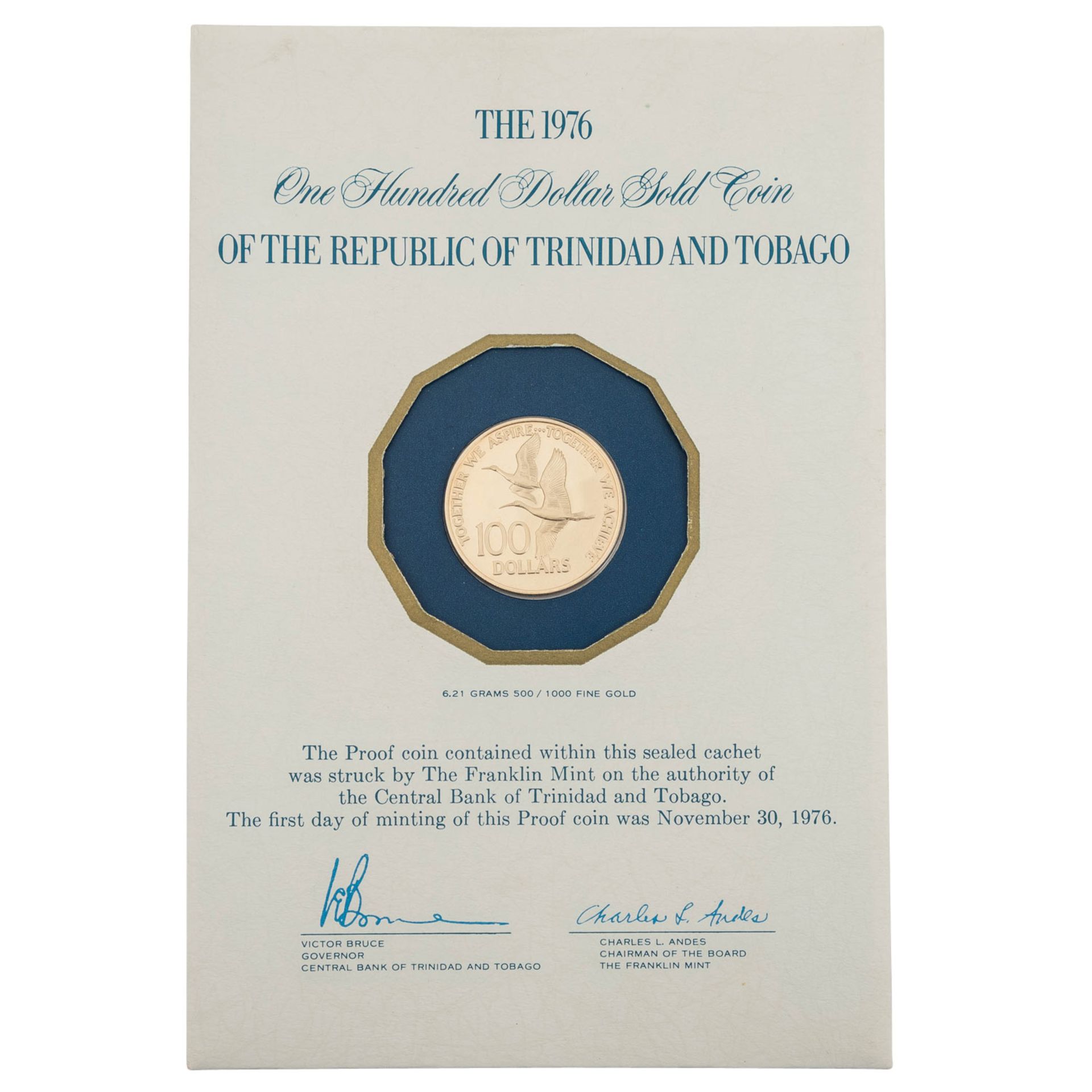 Trinidad und Tobago/GOLD - 100 Dollars 1976,