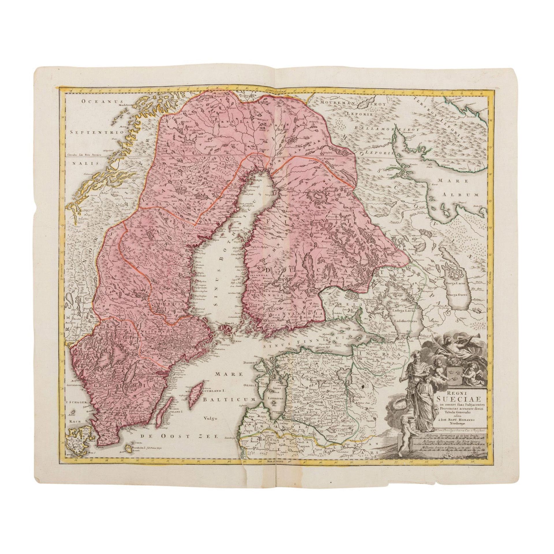 Skandinavien, Norddeutschand, Polen, 7 handkolorierte Kupferstichkarten, 18./19.Jh. - - Image 2 of 7