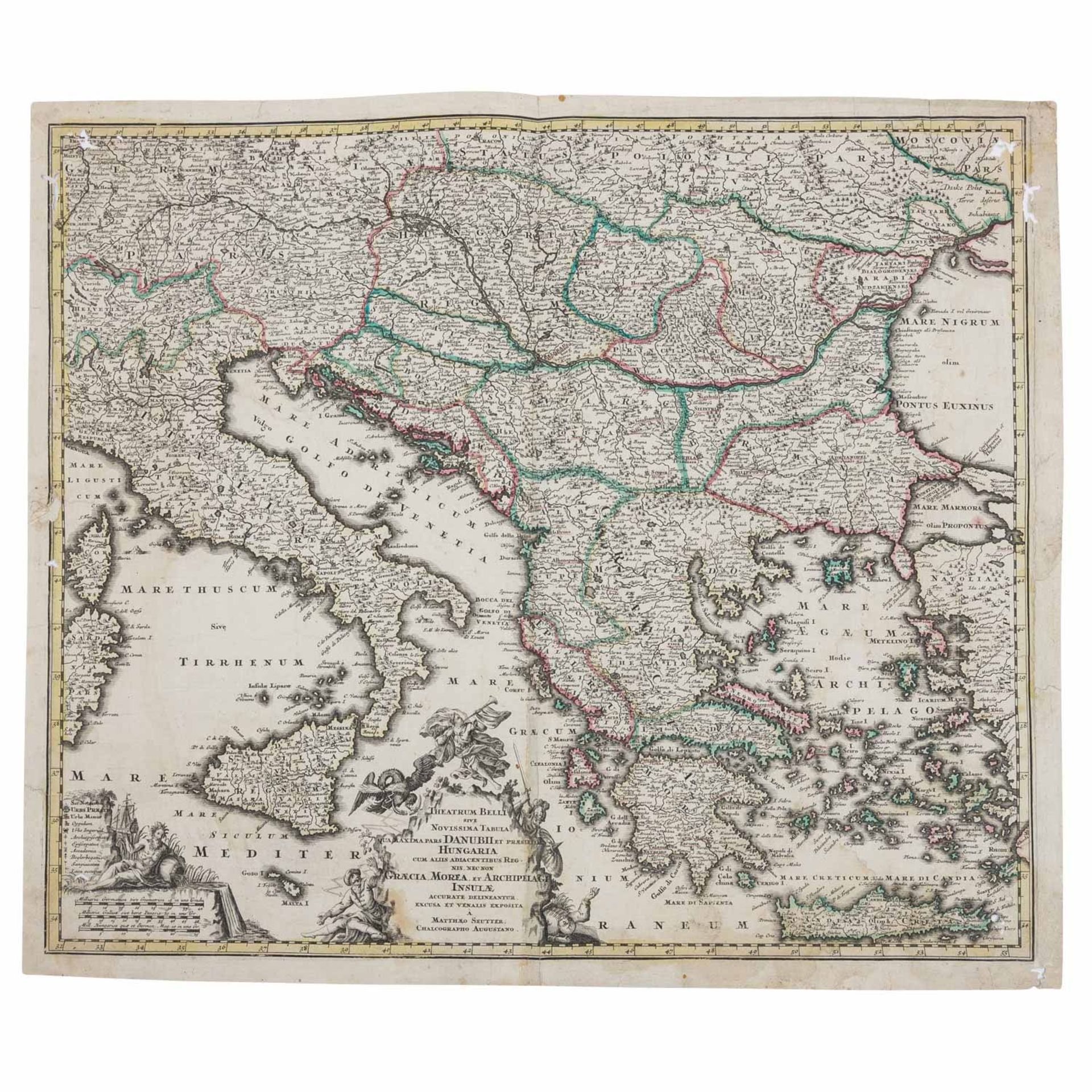 Südosteuropa, Mittelmeer, Schwarzmeer, 3 handkolorierte Kupferstichlandkarten, 18/19.Jh. - - Image 3 of 4
