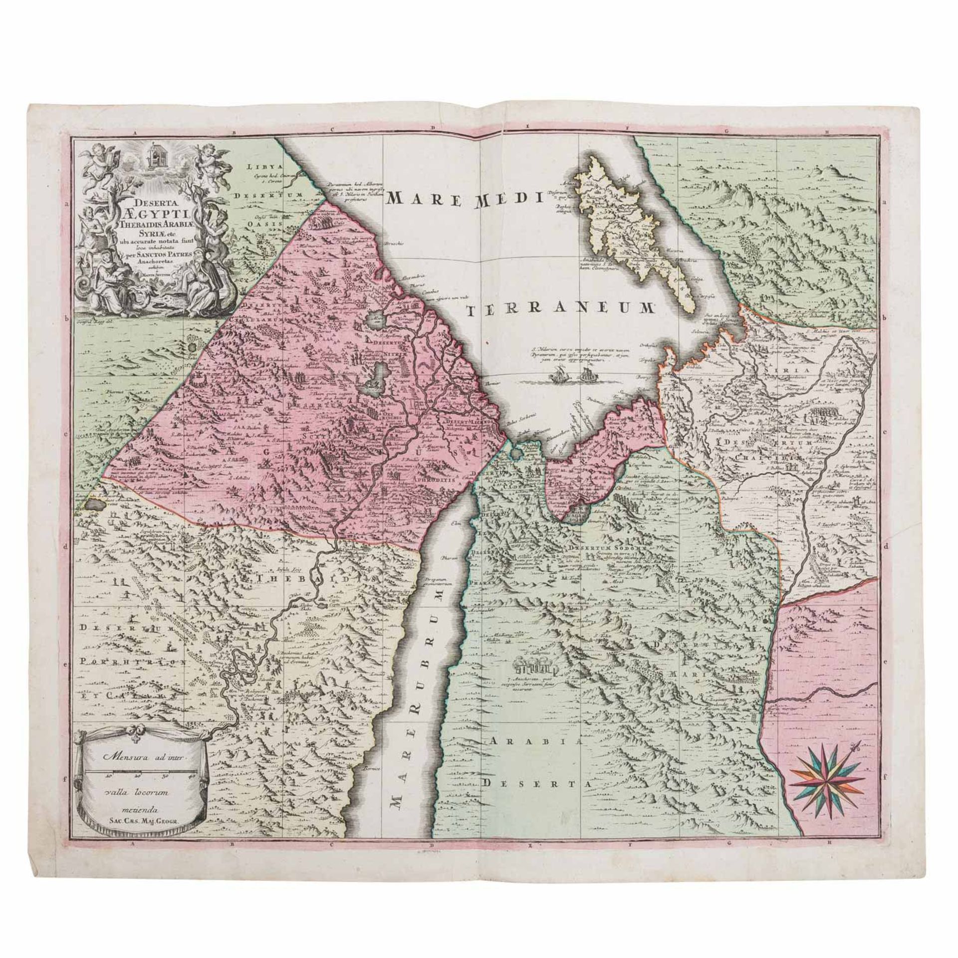 2 handkolorierte Kupferstichlandkarten Afrika und Ägypten von Matthaeus Seutter, 18./19.Jh. - - Image 3 of 3