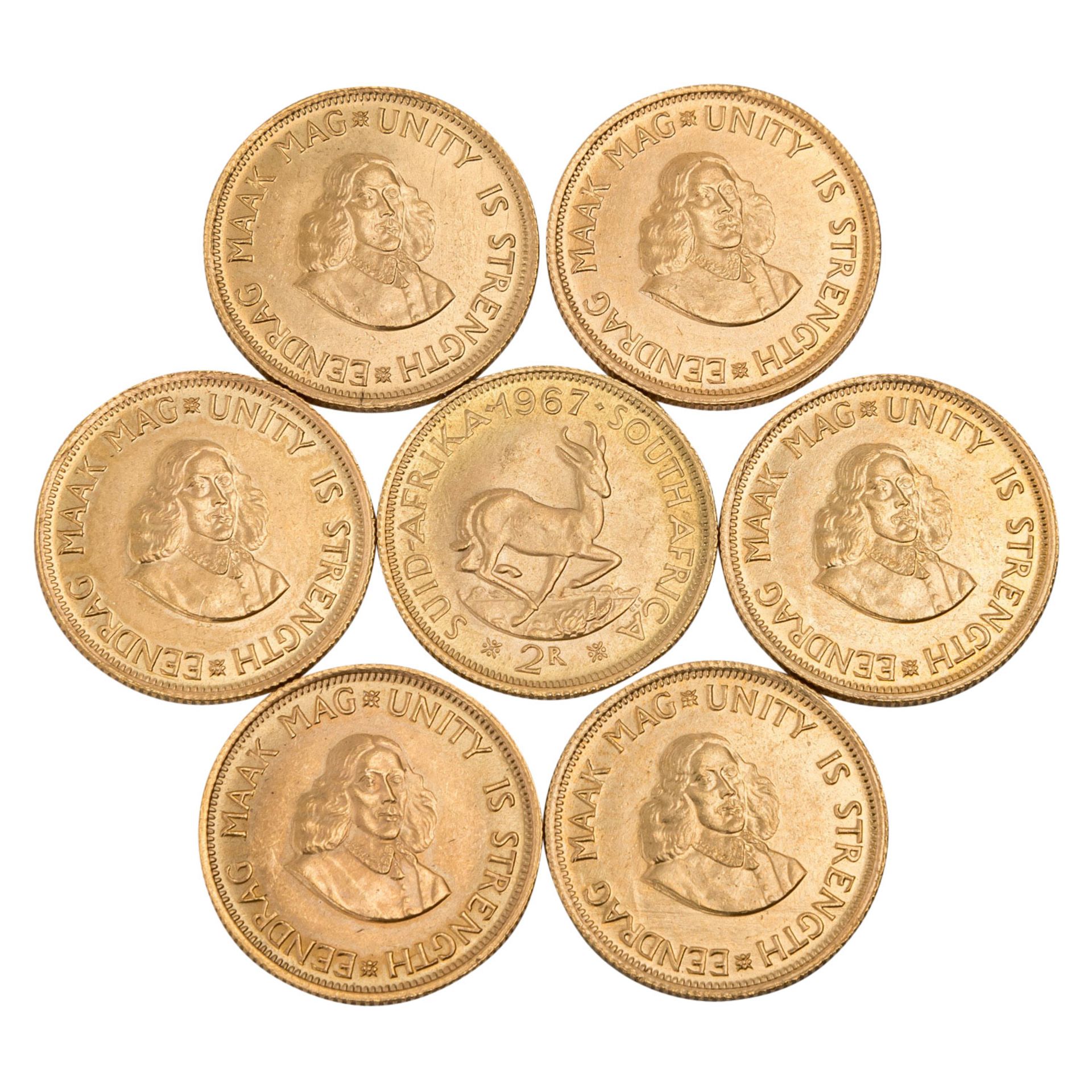Südafrika / GOLD - 25 x 2 Rand, verschiedene Jahrgänge, Motiv Springbock, - Image 2 of 2