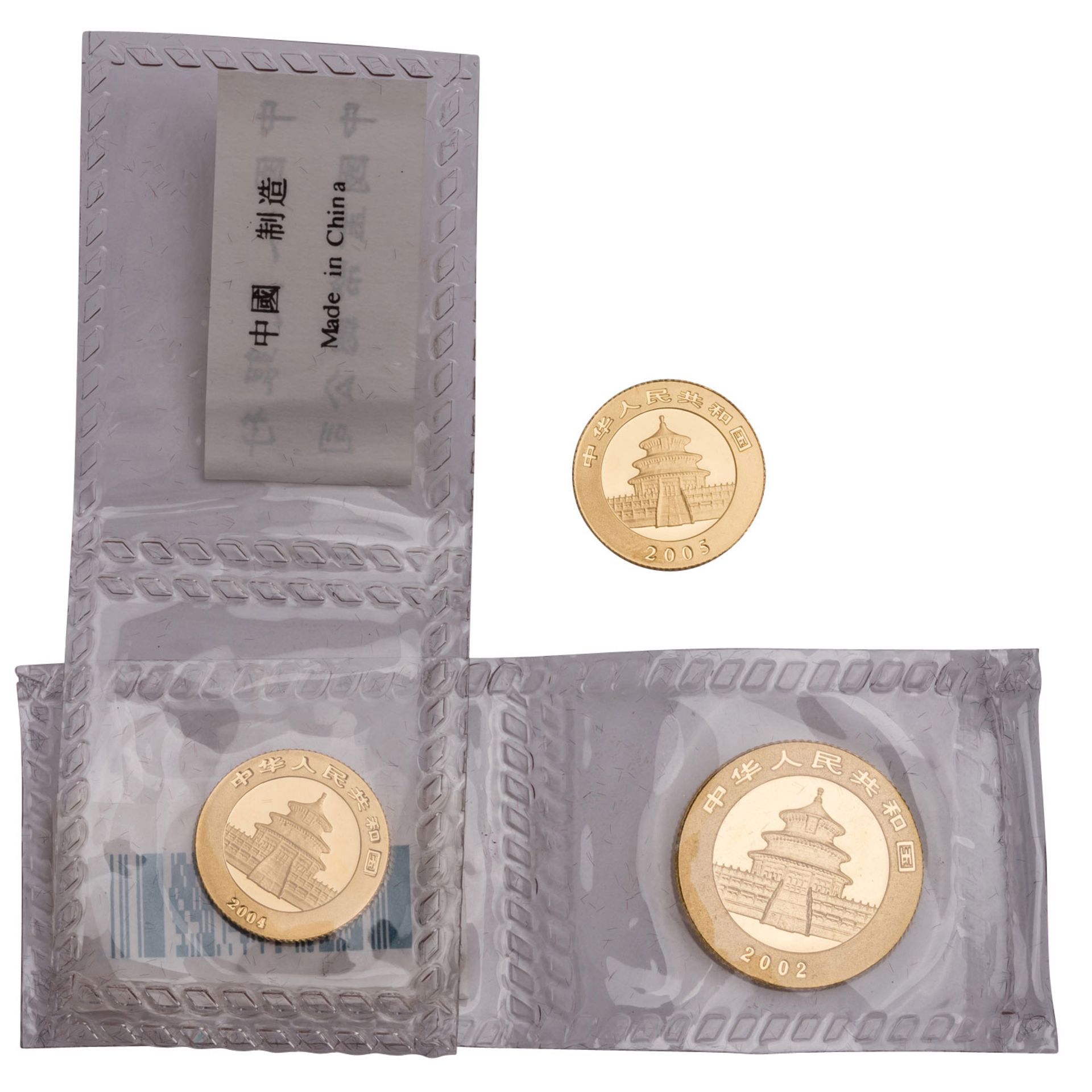 China/GOLD - Lot 3 Stück: 50 Yuan 2002 zu 1/10 oz., - Image 2 of 2