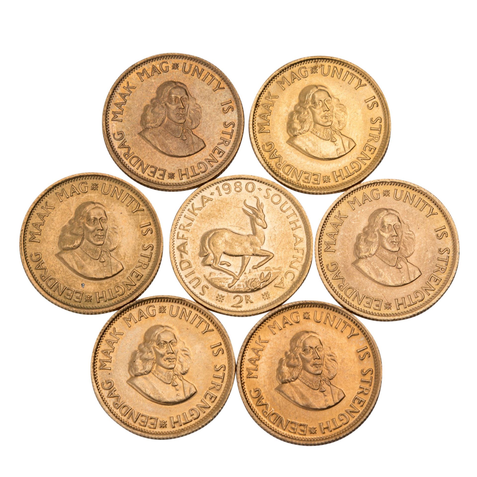 Südafrika / GOLD - 70 x 2 Rand, verschiedene Jahrgänge, Motiv Springbock, - Image 2 of 2