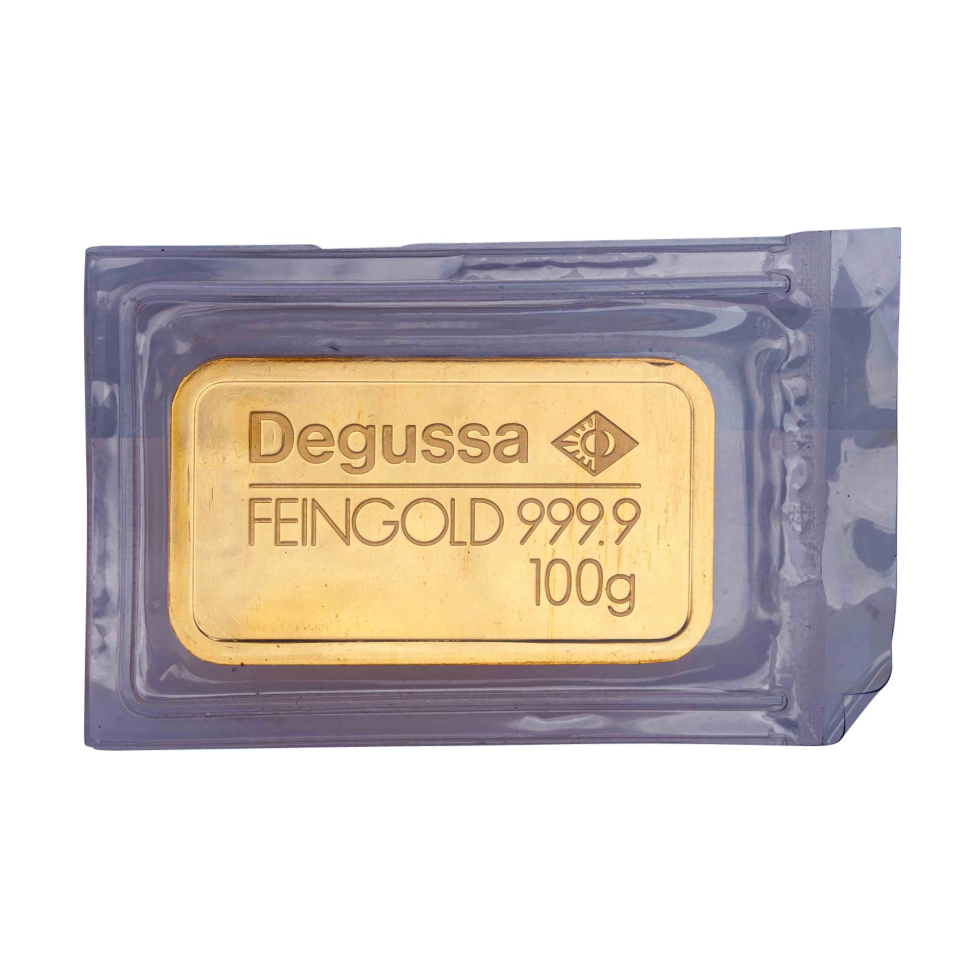 Goldbarren - 100g GOLD fein, Goldbarren geprägt, Hersteller Degussa,