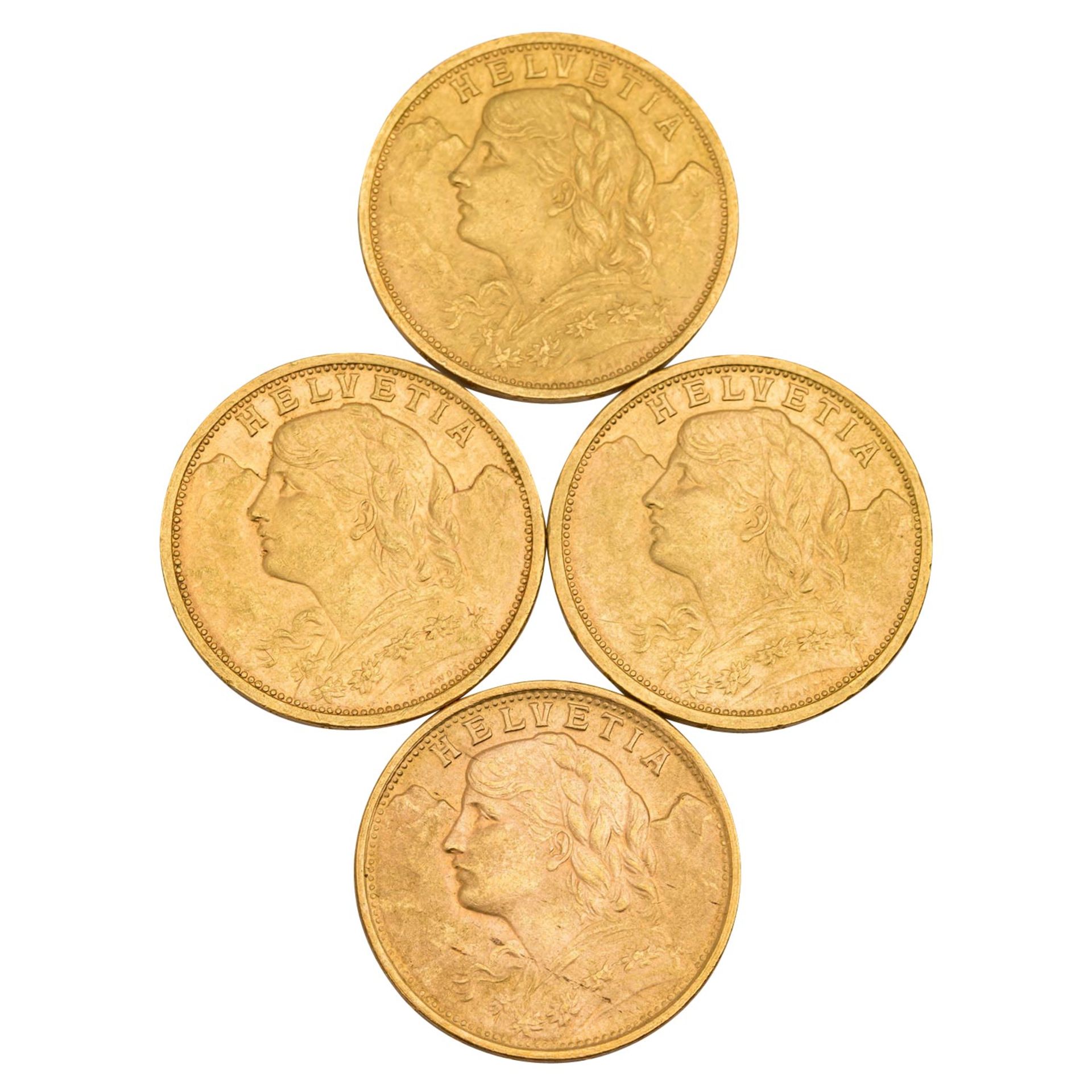 Schweiz /GOLD - 4 x 20 Sfr. Vreneli