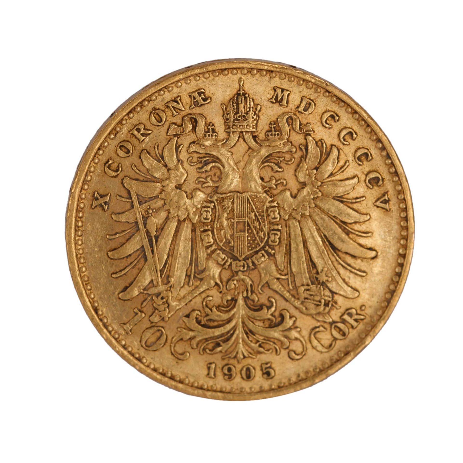 Österreich /GOLD - Franz Josef I. 10 Kronen 1905 - Image 2 of 2