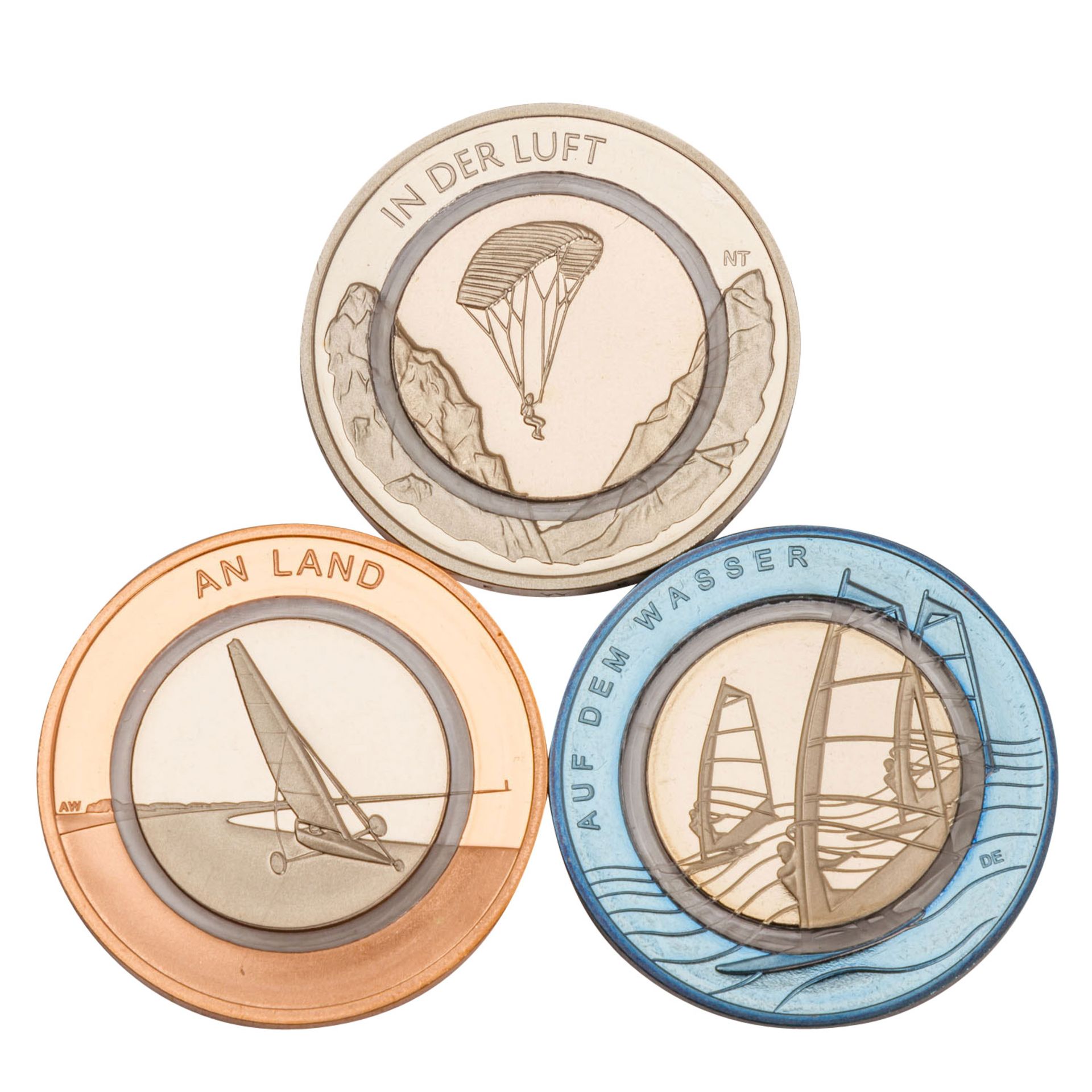 BRD 10€ Sammlermünzen mit Polymerring der Reihe "In der Luft", "An Land", "Auf dem Wasser"- - Bild 3 aus 5