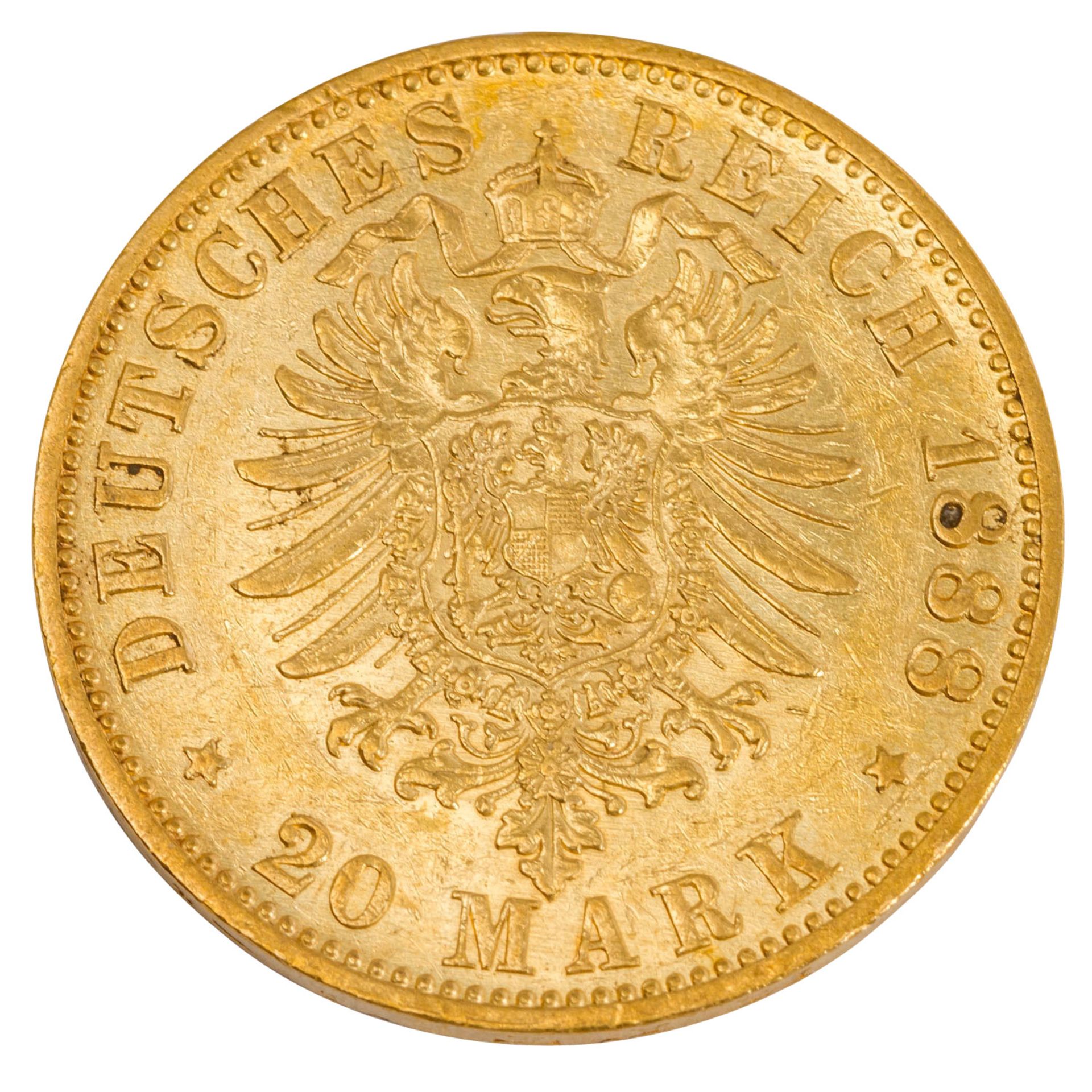 Dt. Kaiserreich /GOLD - Preussen Friedrich III. 20 Mark 1888-A - Bild 2 aus 2