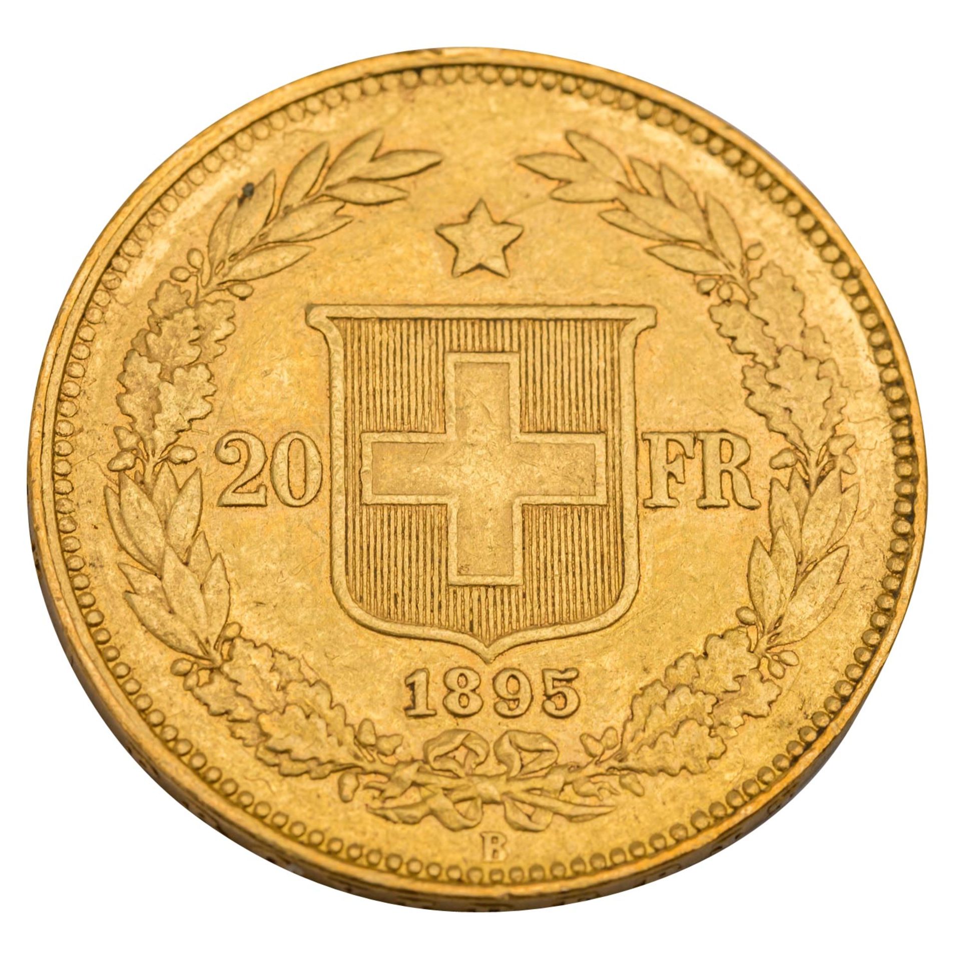 Schweiz /GOLD - 20 Sfr. Helvetica 1895 - Bild 2 aus 2