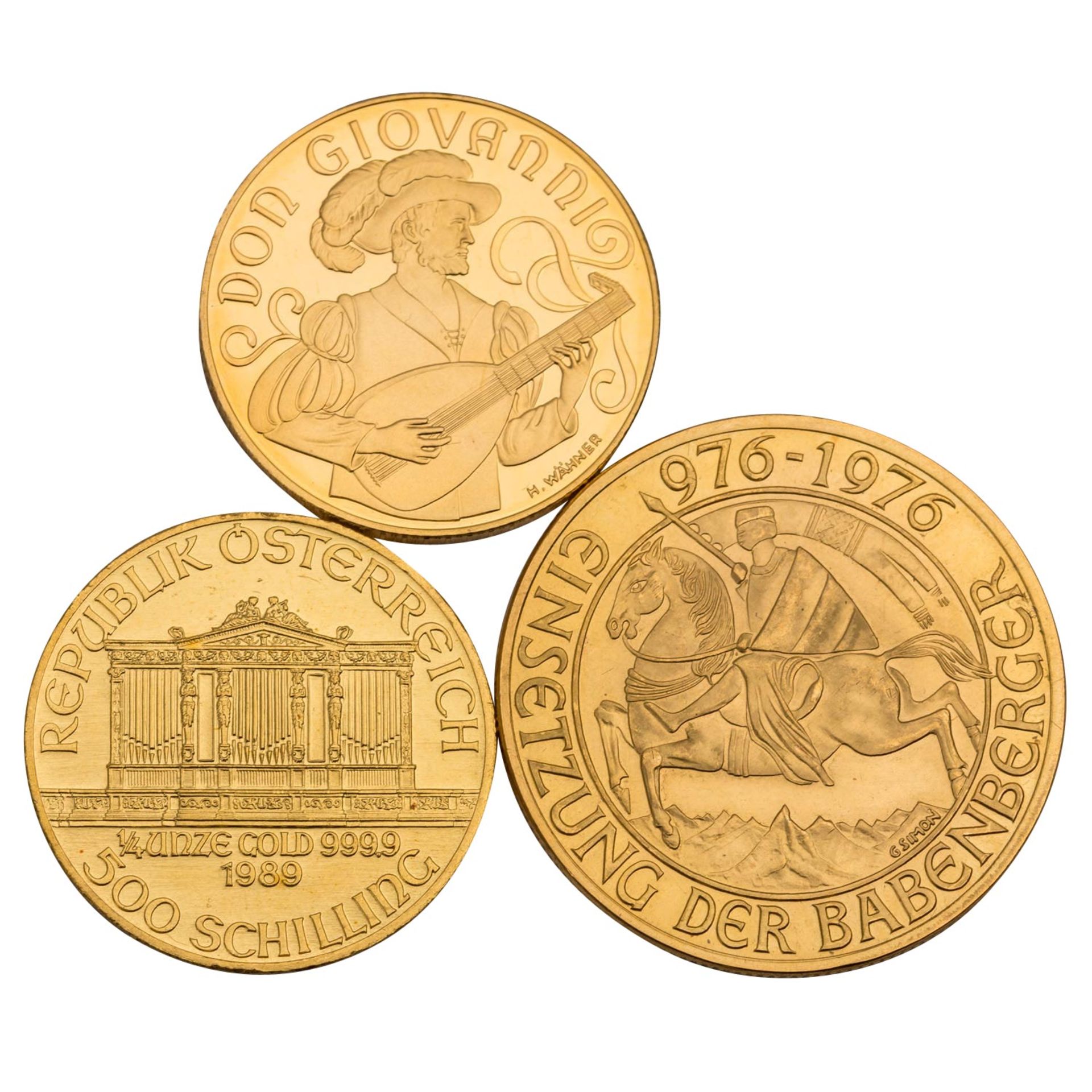 3-teiliges Konvolut Österreich in Gold - - Image 2 of 2