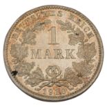 Deutsches Kaiserreich - 1 Mark 1910/D in ex PP,