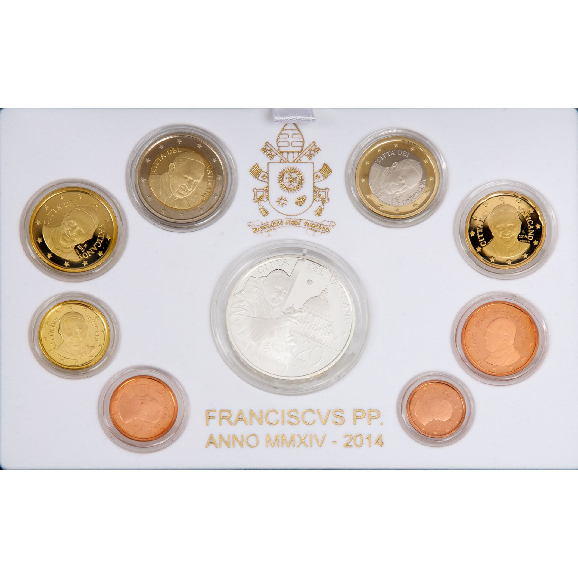 Vatikan - KMS 3,88€ 2014 mit 20€ Sondermünze in Sterlingsilber - Bild 2 aus 2