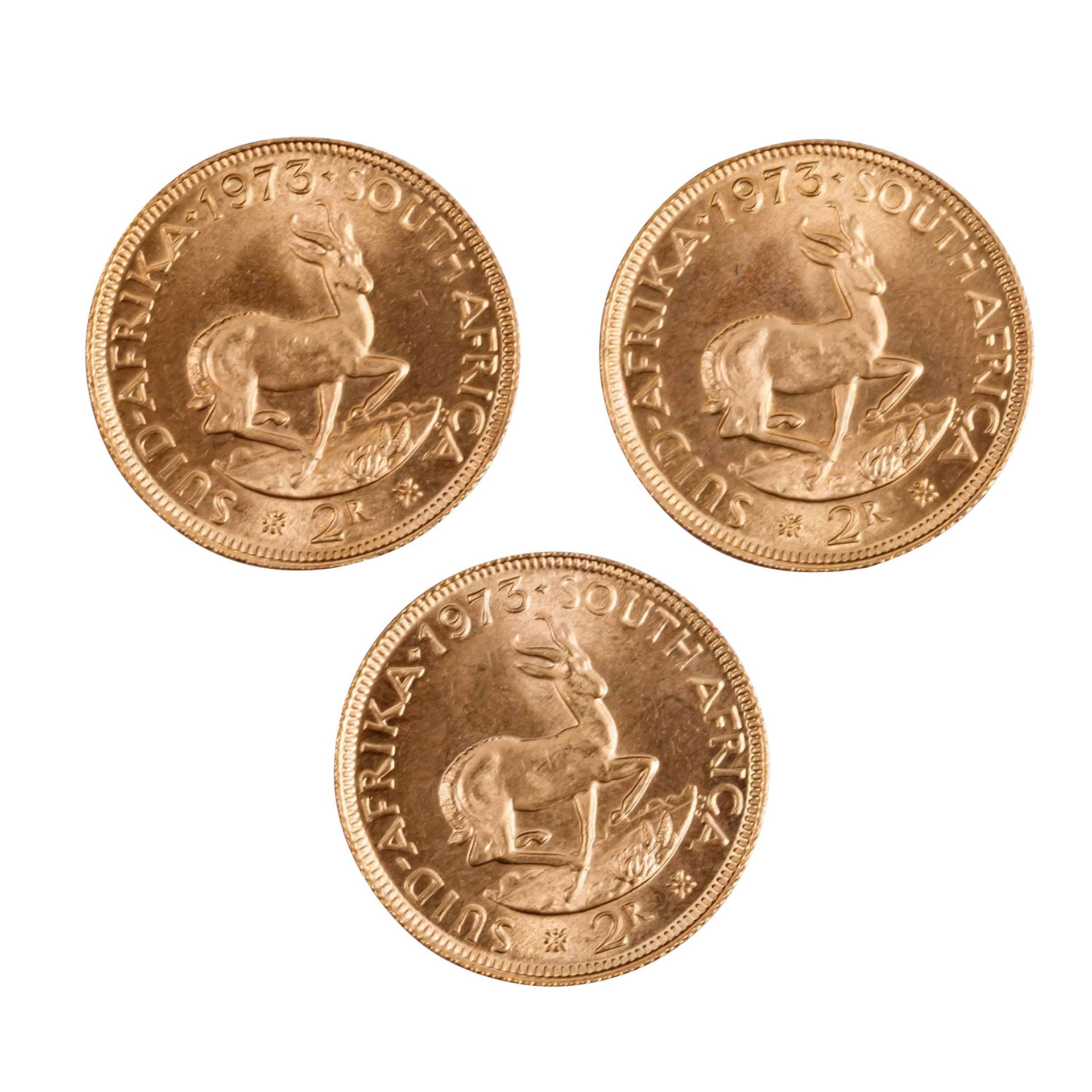 Südafrika/GOLD - 3 x 2 Rand 1973, vz+, Kratzer, minimalst verschmutzt, - Image 2 of 2