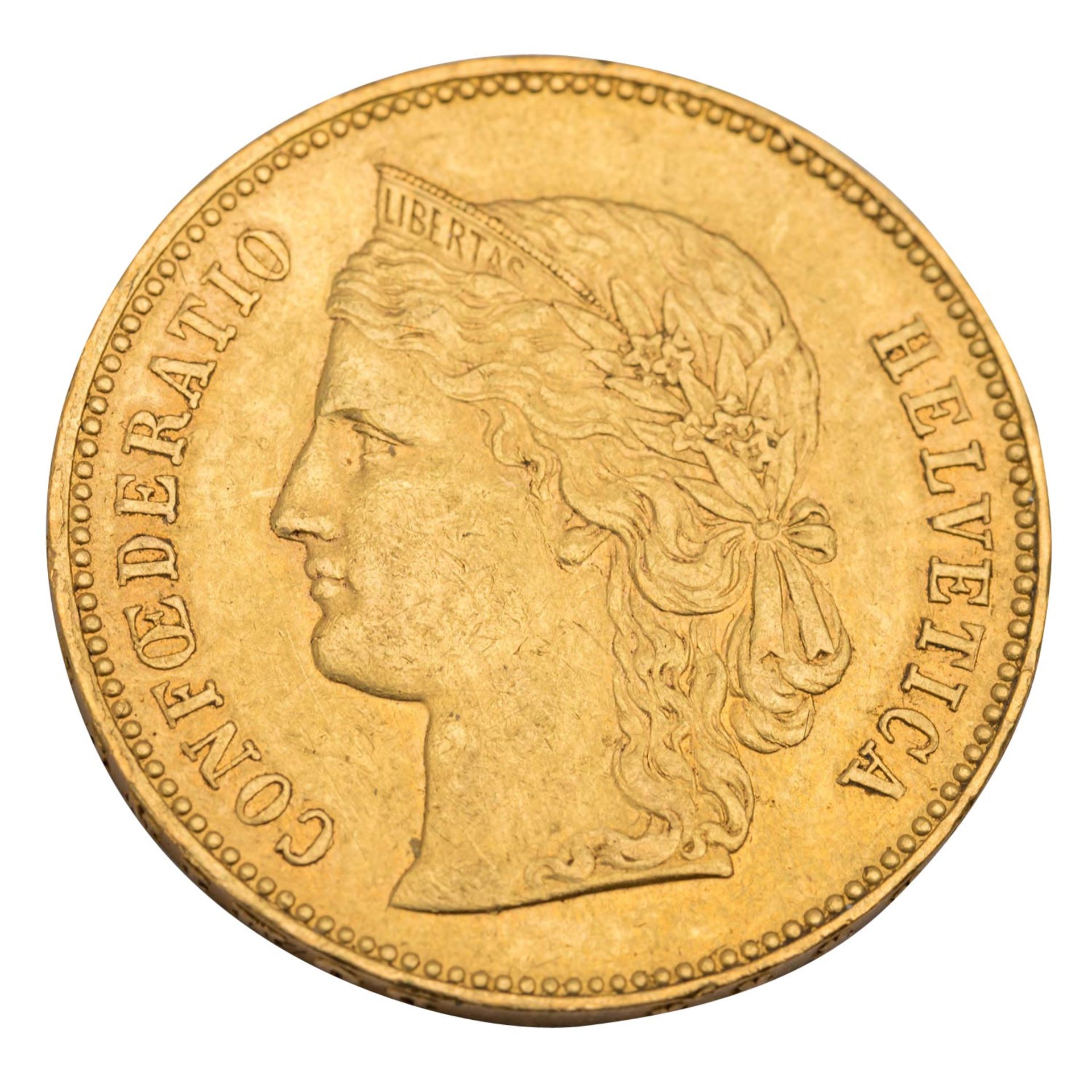 Schweiz /GOLD - 20 Sfr. Helvetica 1895