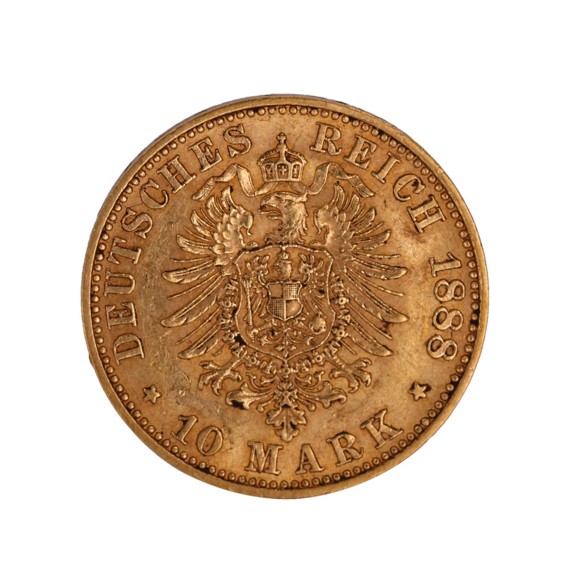 Dt. Kaiserreich /GOLD - Preußen Friedrich III. 10 Mark 1888-A - Bild 2 aus 2