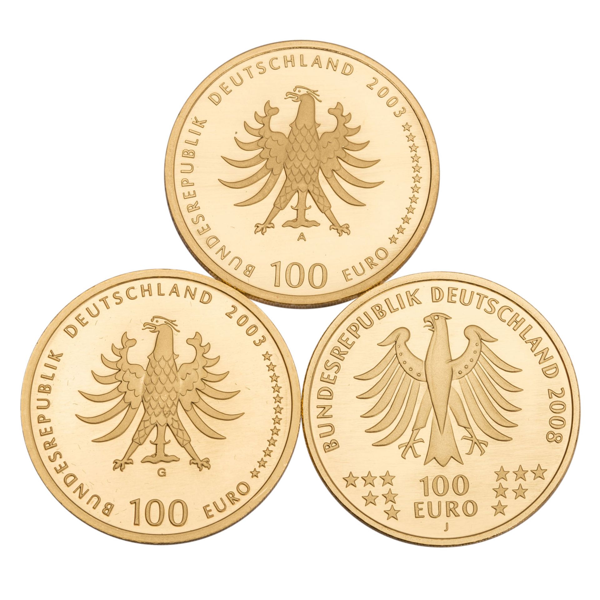 3 x BRD - 100€ 2003 (2x) /2008, Quedlinburg (2x)/Goslar, fast prfr., - Bild 2 aus 2