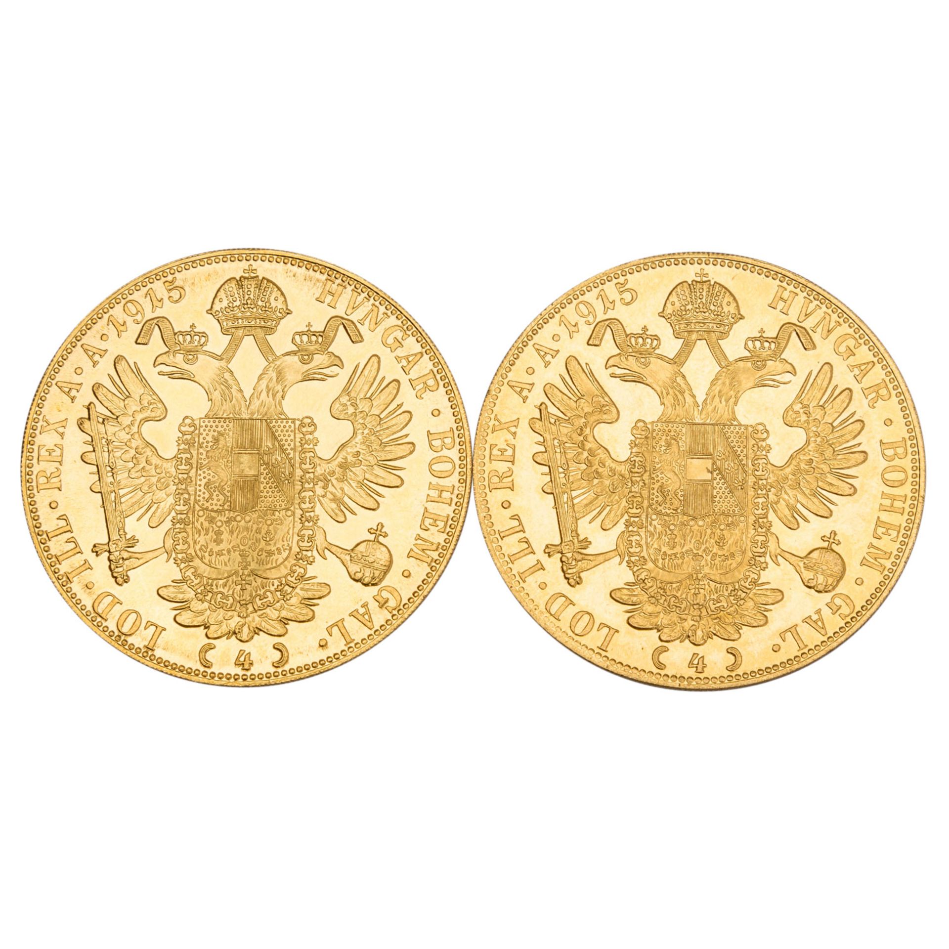 2 x Österreich/GOLD - 4 Dukaten 1915/NP, Franz-Joseph, - Bild 2 aus 2