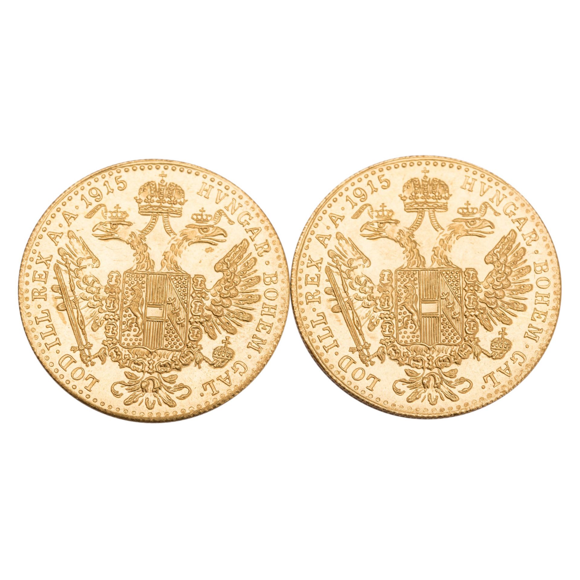 Österreich/GOLD - 2 x 1 Dukat 1915 NP, - Bild 2 aus 2