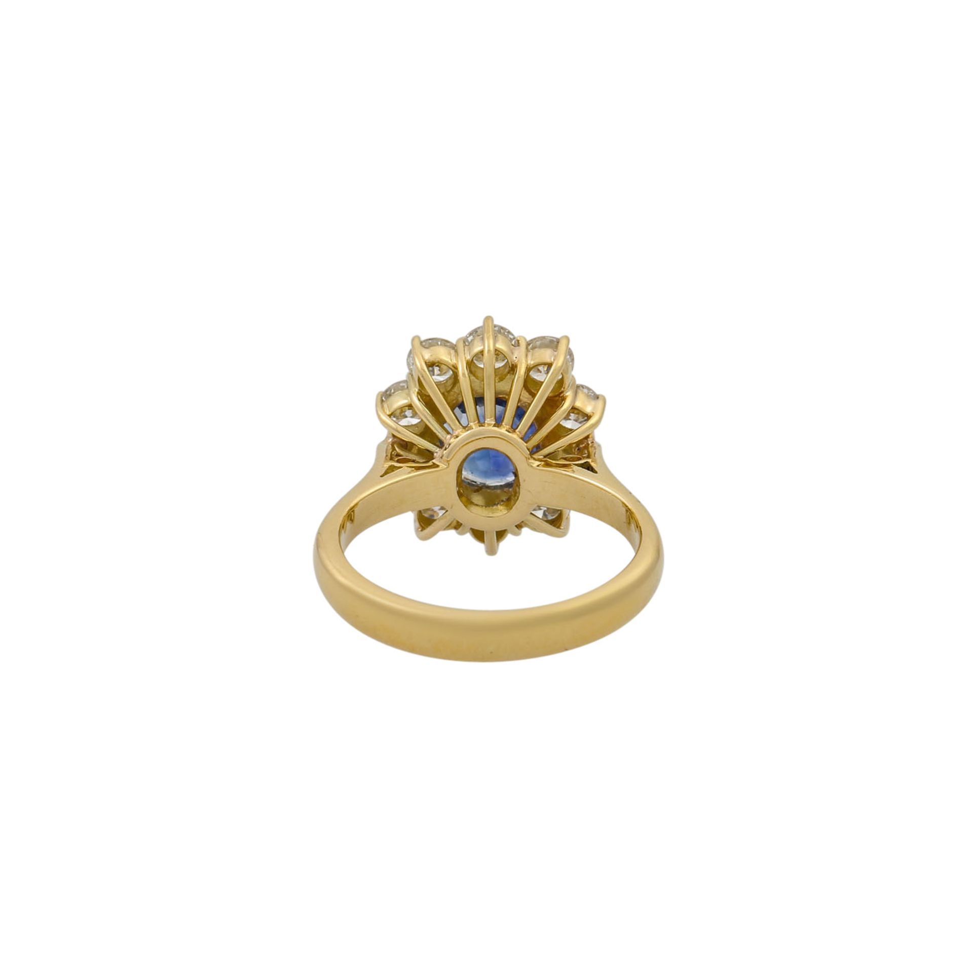 Ring mit Saphir ca. 3,0 ct in feiner Farbe und Brillanten - Bild 4 aus 5
