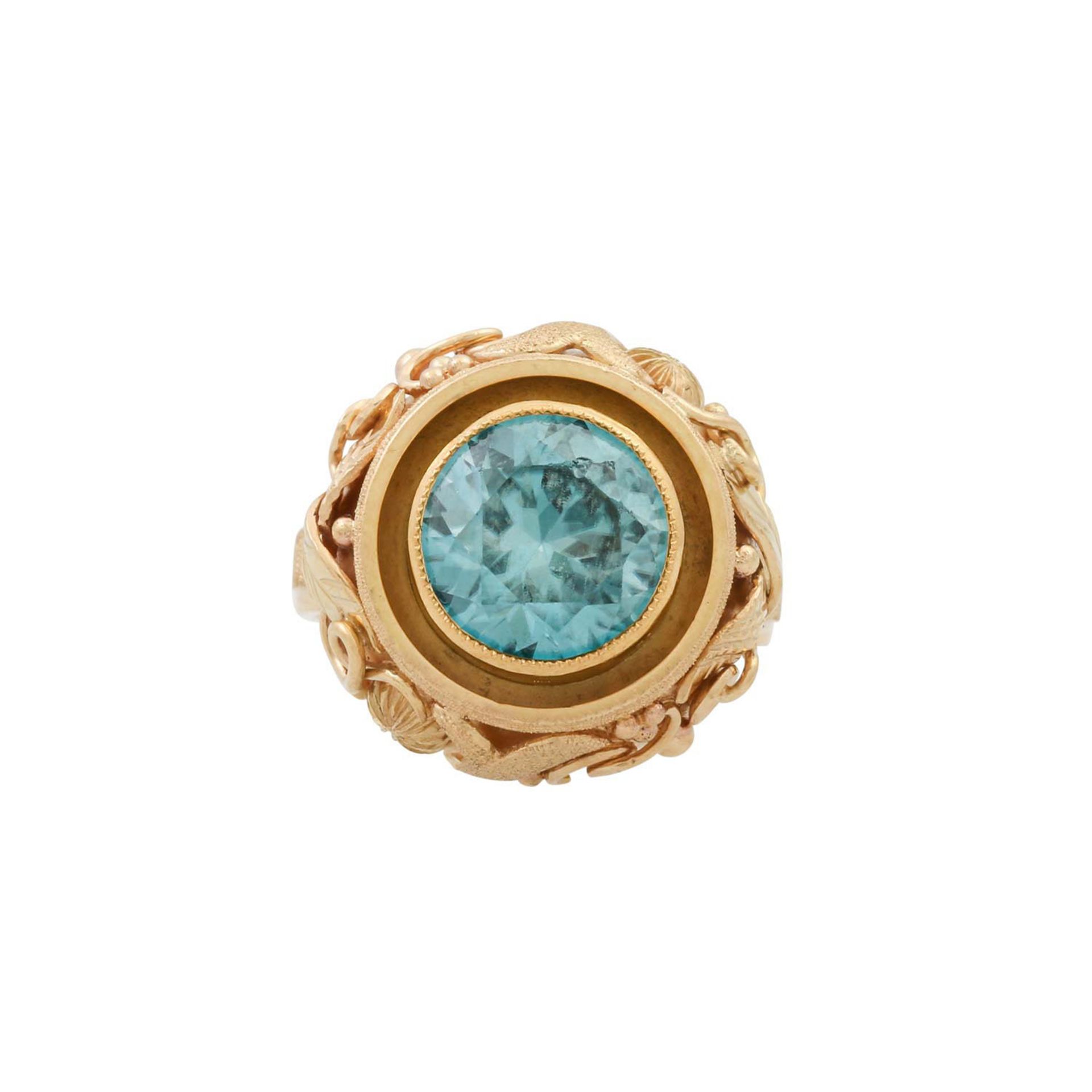 Ring mit rund facettiertem blauem Zirkon - Bild 2 aus 5