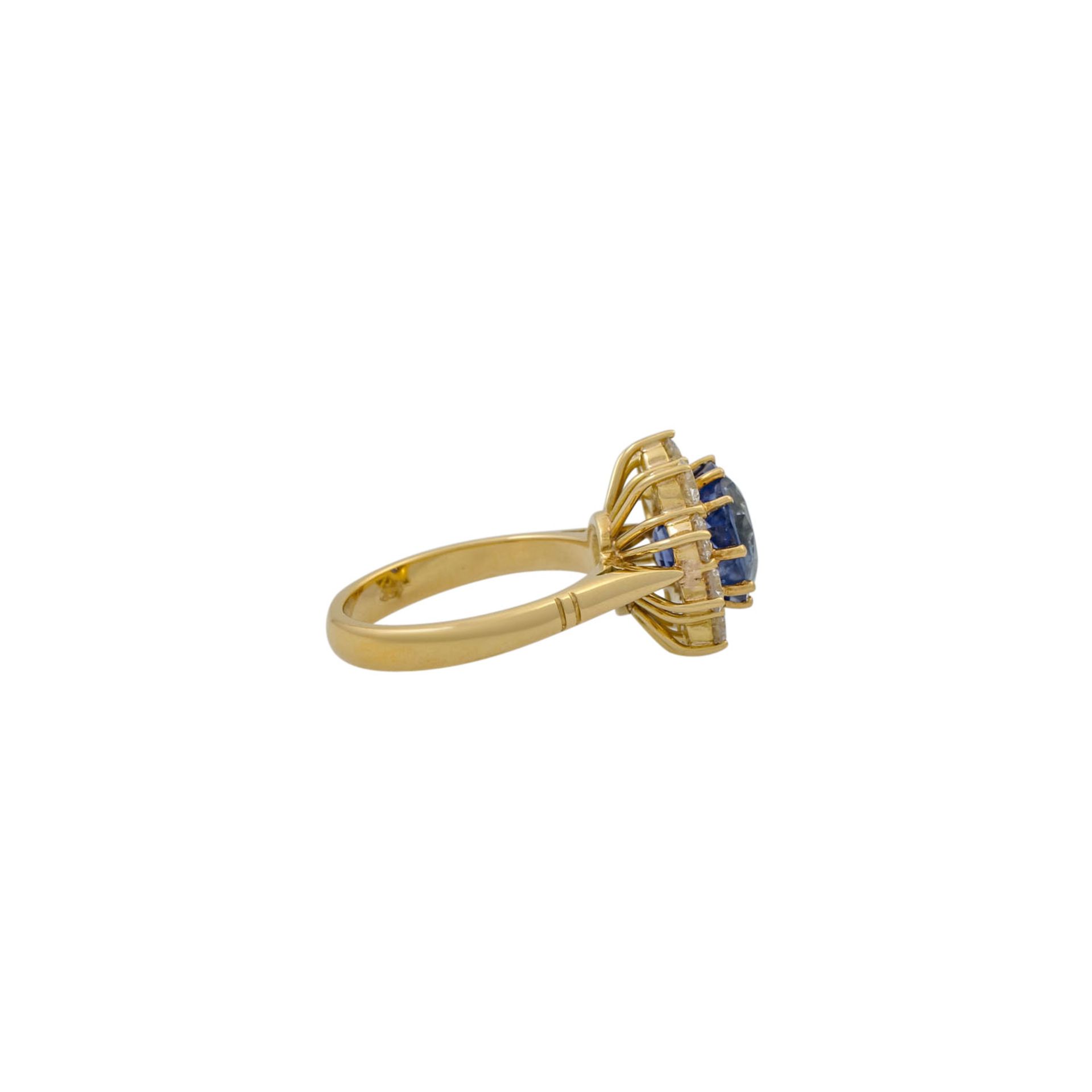 Ring mit Saphir ca. 3,0 ct in feiner Farbe und Brillanten - Bild 3 aus 5