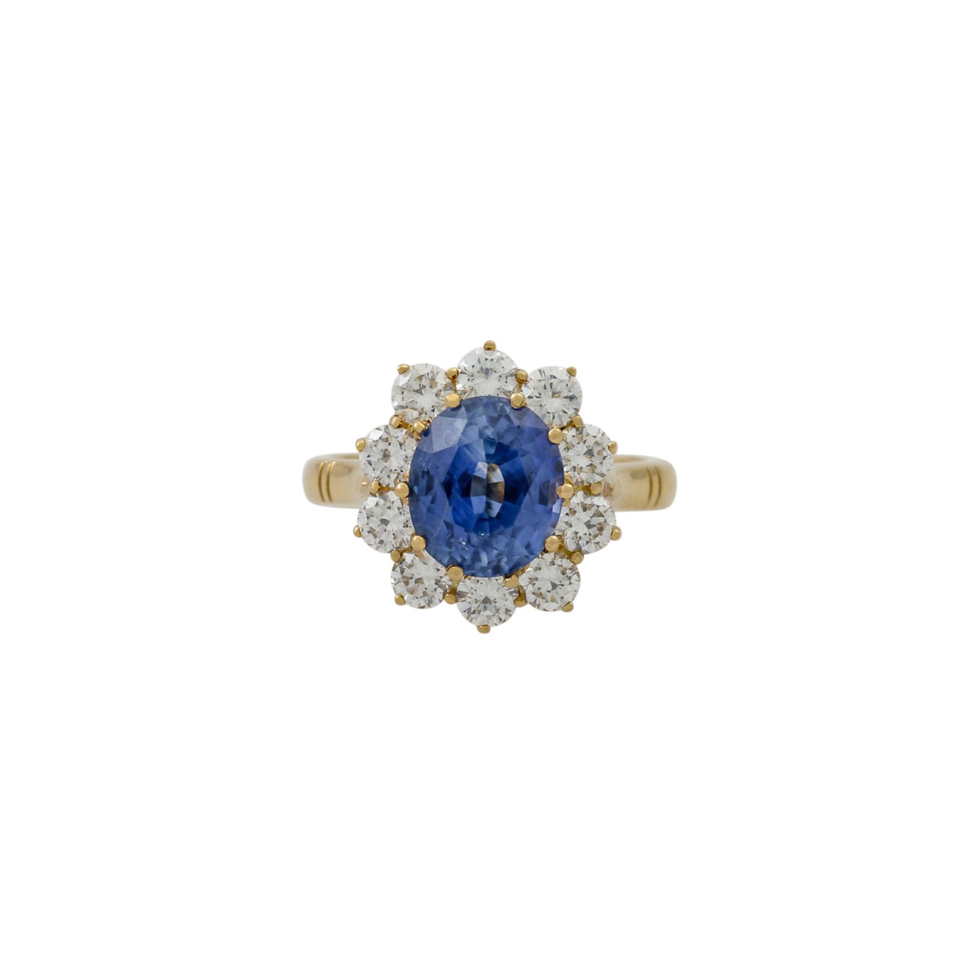 Ring mit Saphir ca. 3,0 ct in feiner Farbe und Brillanten - Bild 2 aus 5