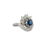 Ring mit Saphir ca. 1 ct und Diamanten