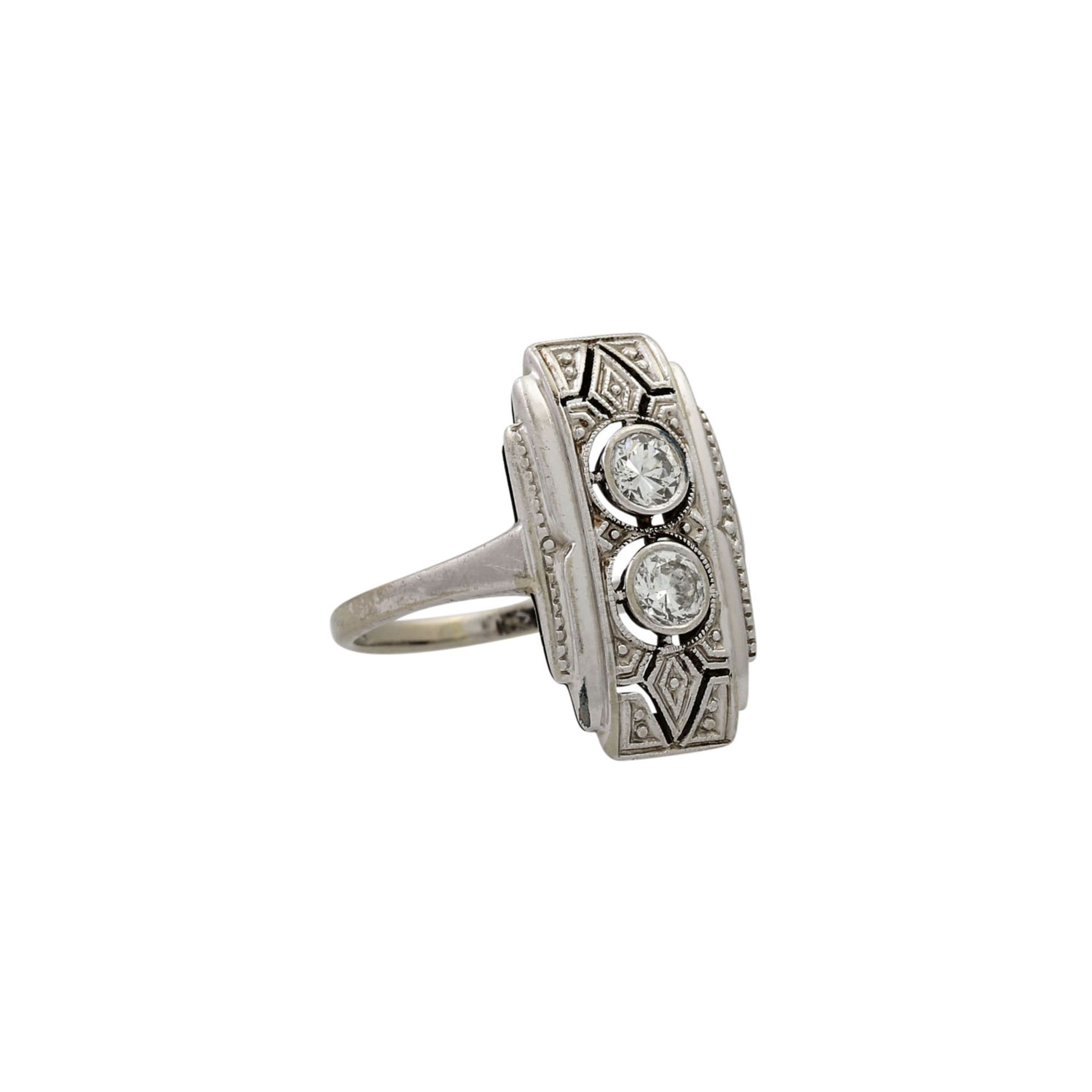 Art Déco Ring mit 2 Altschliffdiamanten, zus. ca. 0,2 ct,