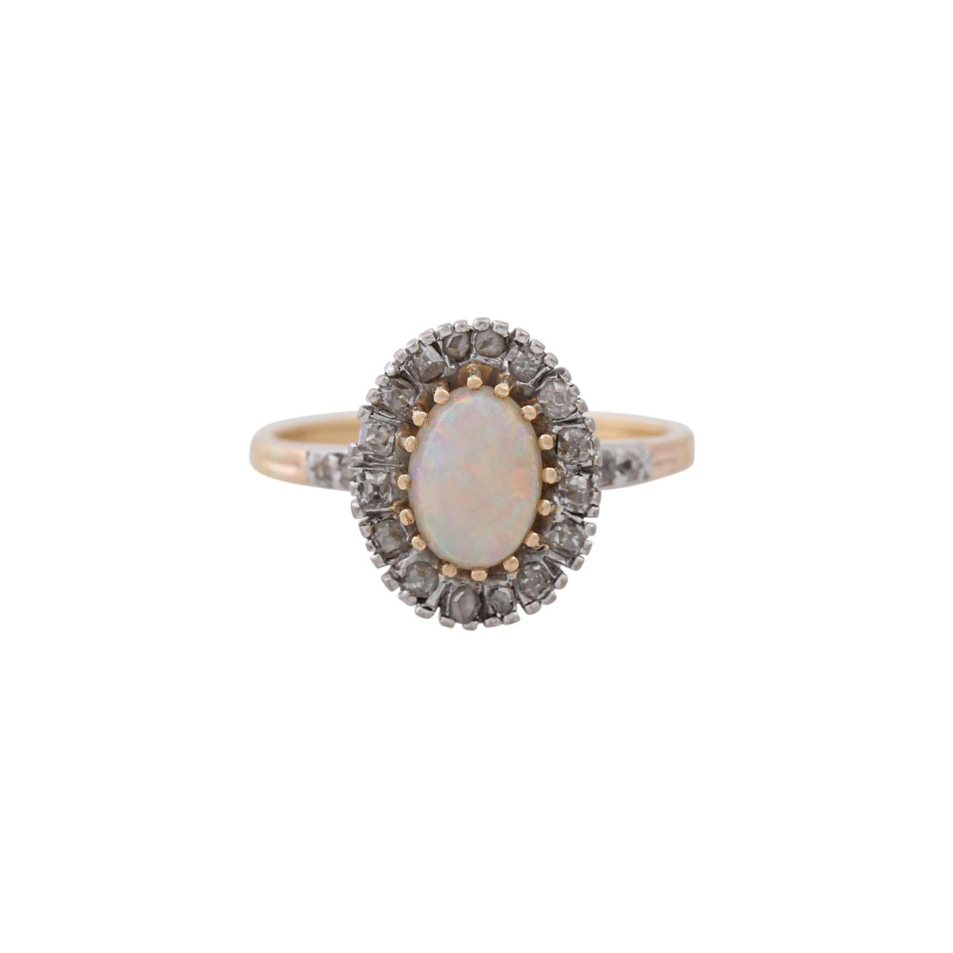 Schmuckset Ring und Brosche mit Opalen und Diamanten, - Bild 3 aus 4