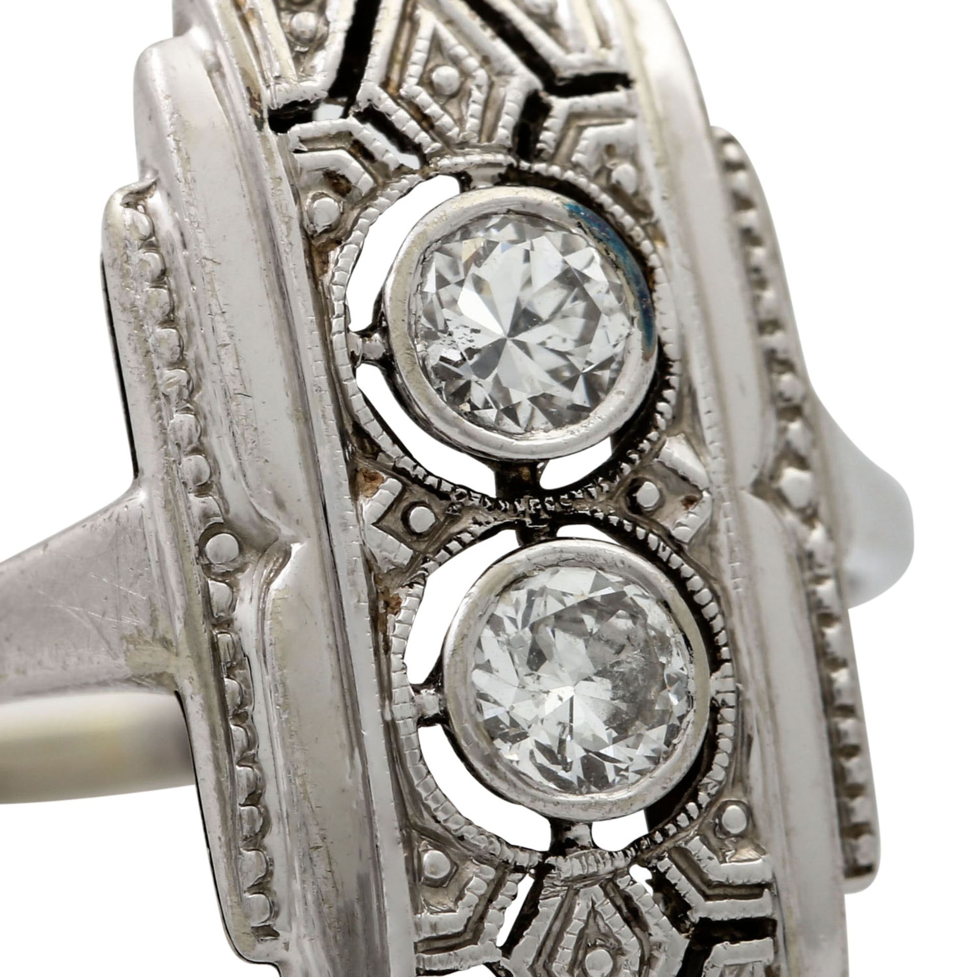 Art Déco Ring mit 2 Altschliffdiamanten, zus. ca. 0,2 ct, - Bild 5 aus 5